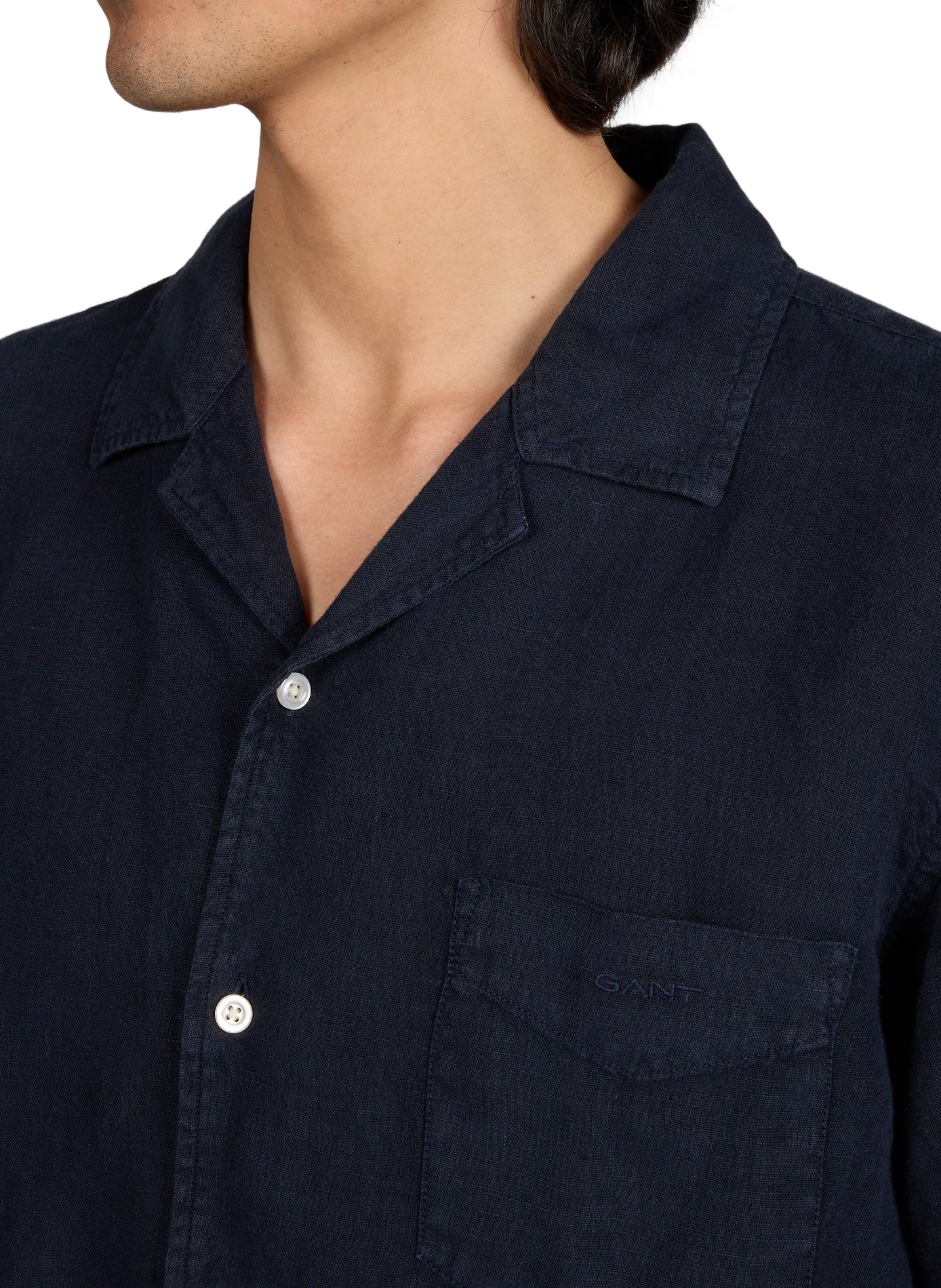 Chemise droite manches courtes en lin GANT Bleu
