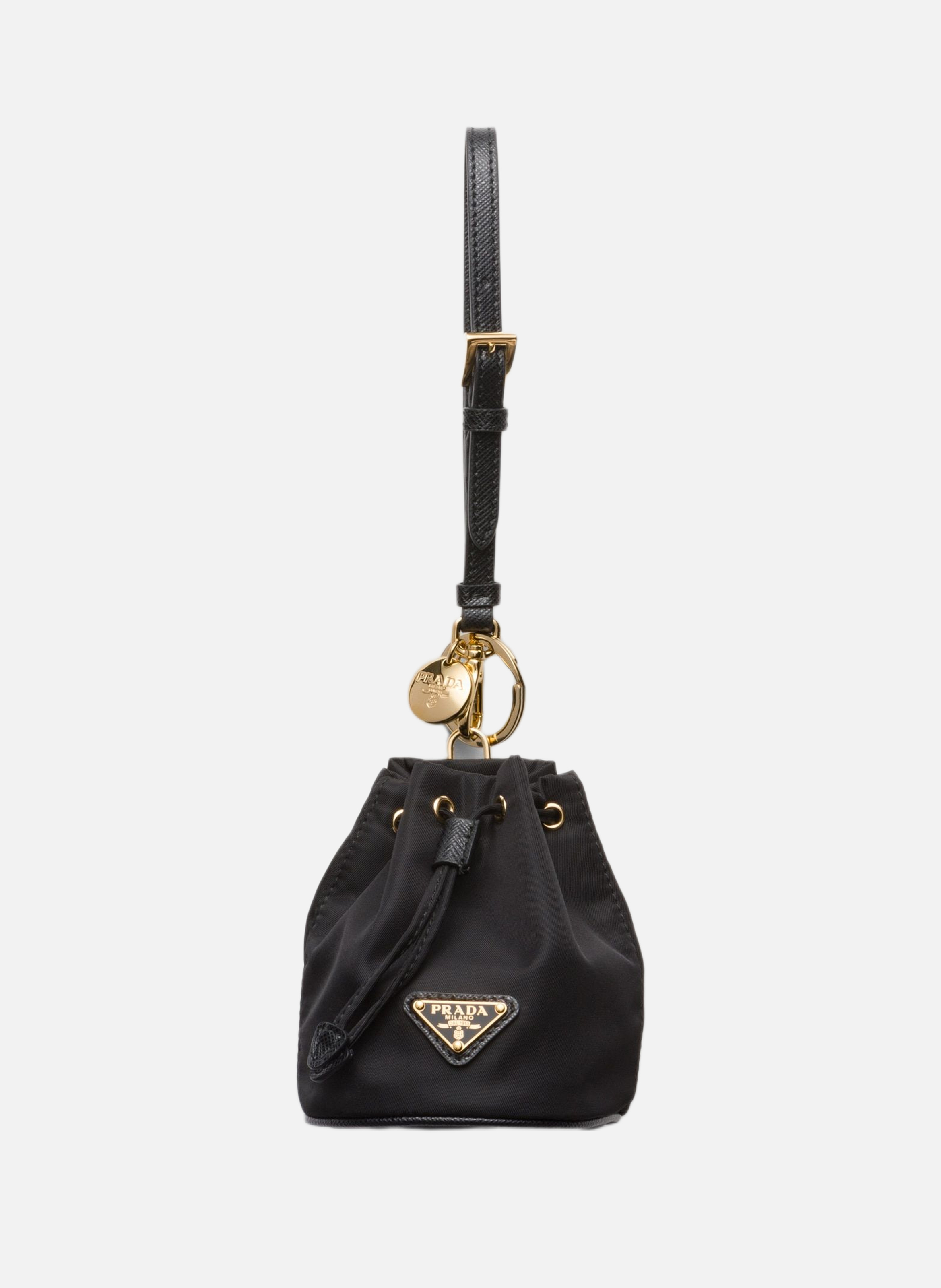 Charm porte-clés mini icon en re-nylon PRADA Noir