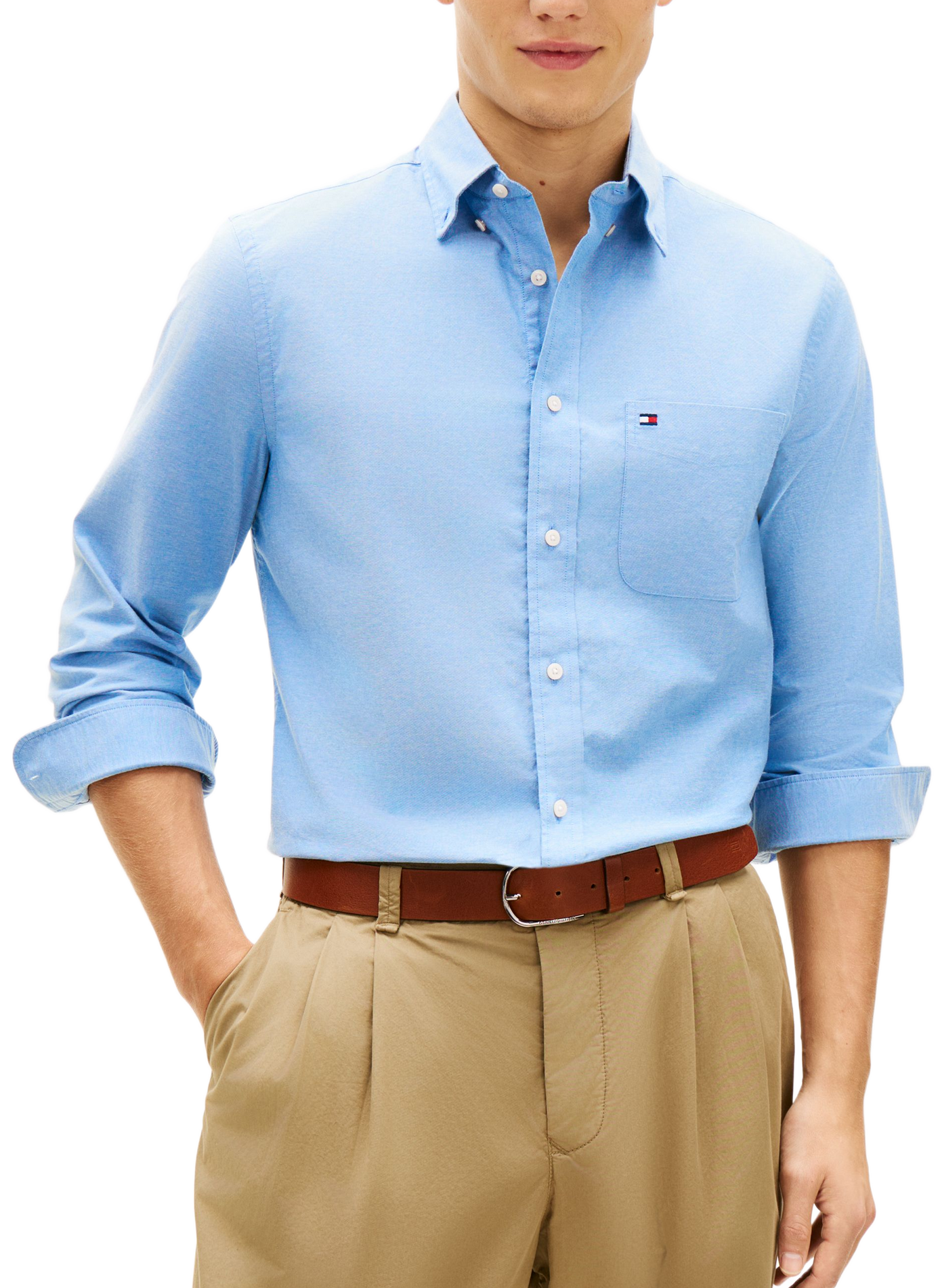 Lightweight slim-fit shirt in blended cotton TOMMY HILFIGER Blue