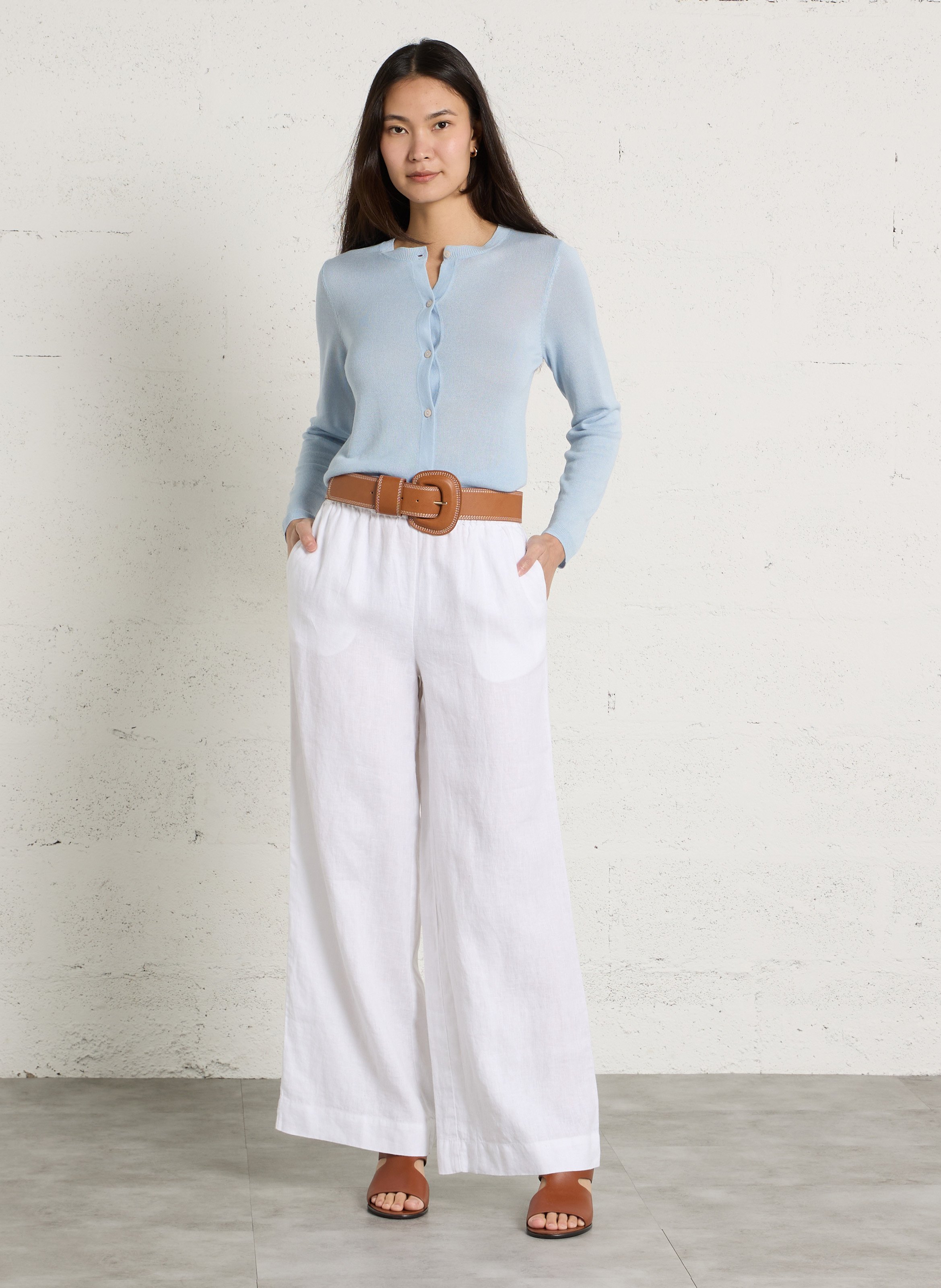 Pantalon large en lin tim MAISON 123 Blanc