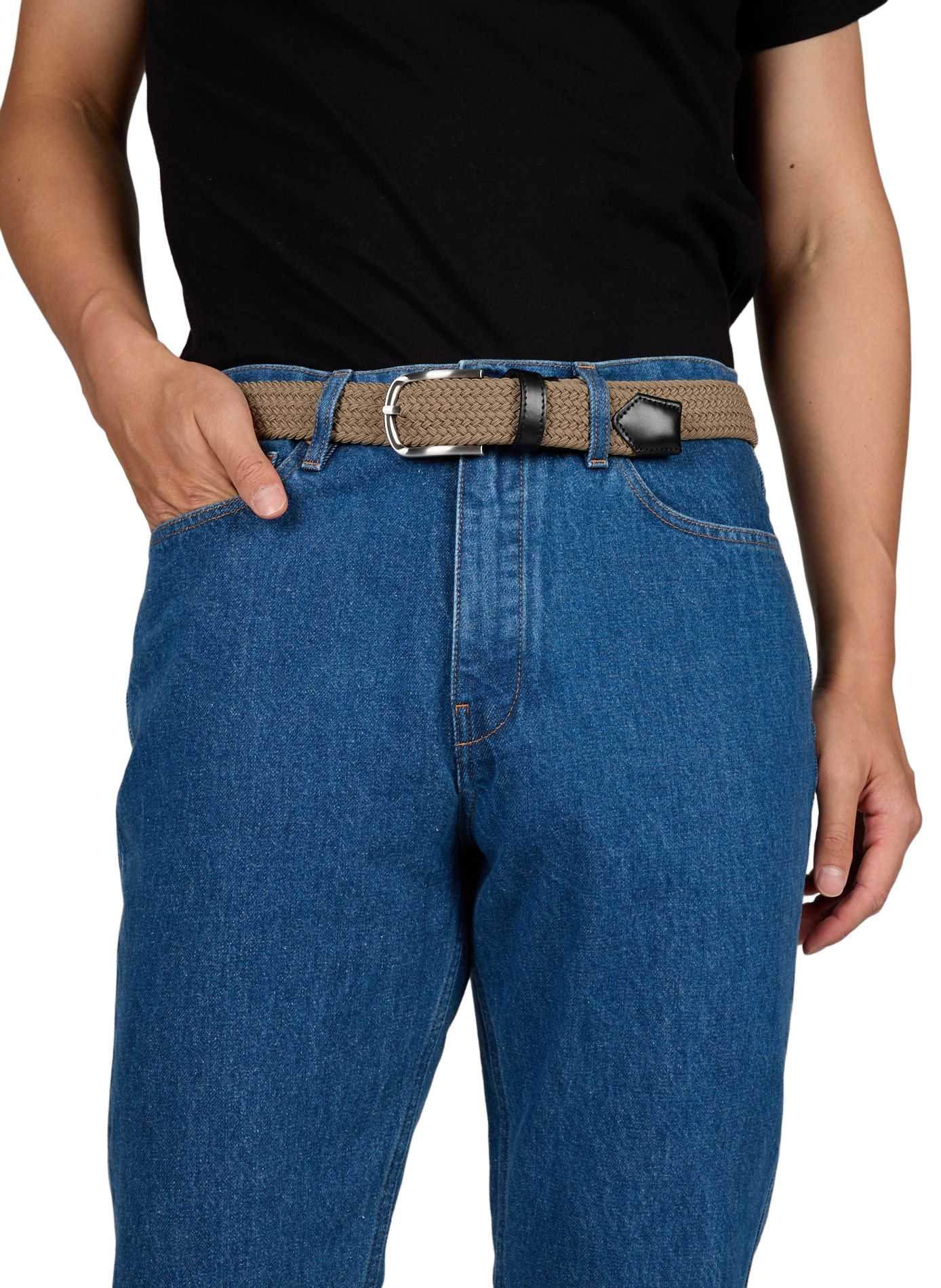 Wide belt in braided textile AU PRINTEMPS PARIS Brown