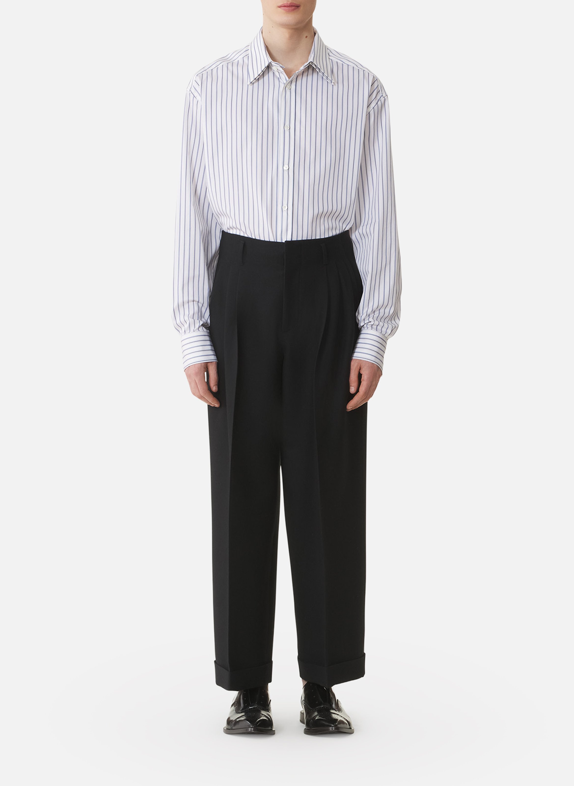 Chemise ample en popeline de coton à rayures LANVIN Blanc