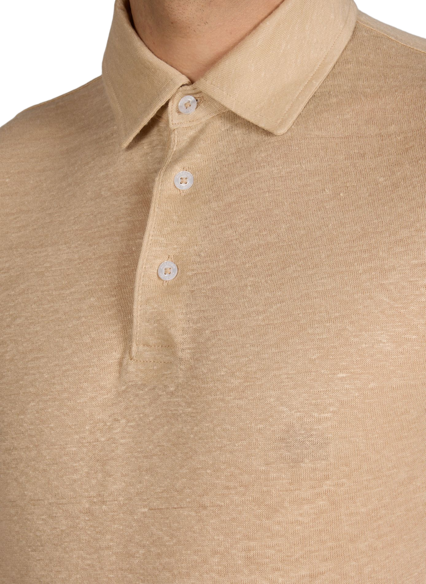Polo à manches courtes en lin AURELIEN Beige