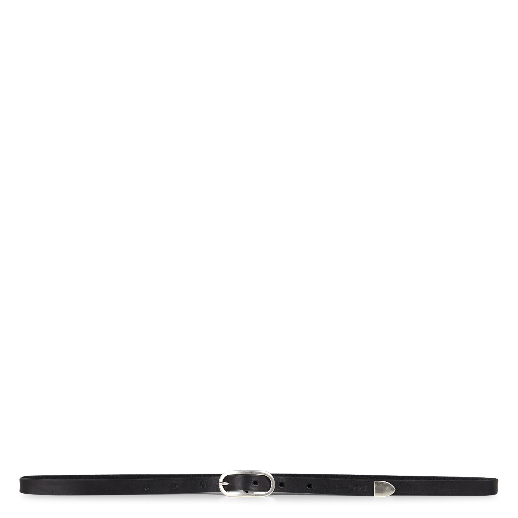 Ceinture fine réglable en cuir lisse IKKS Noir