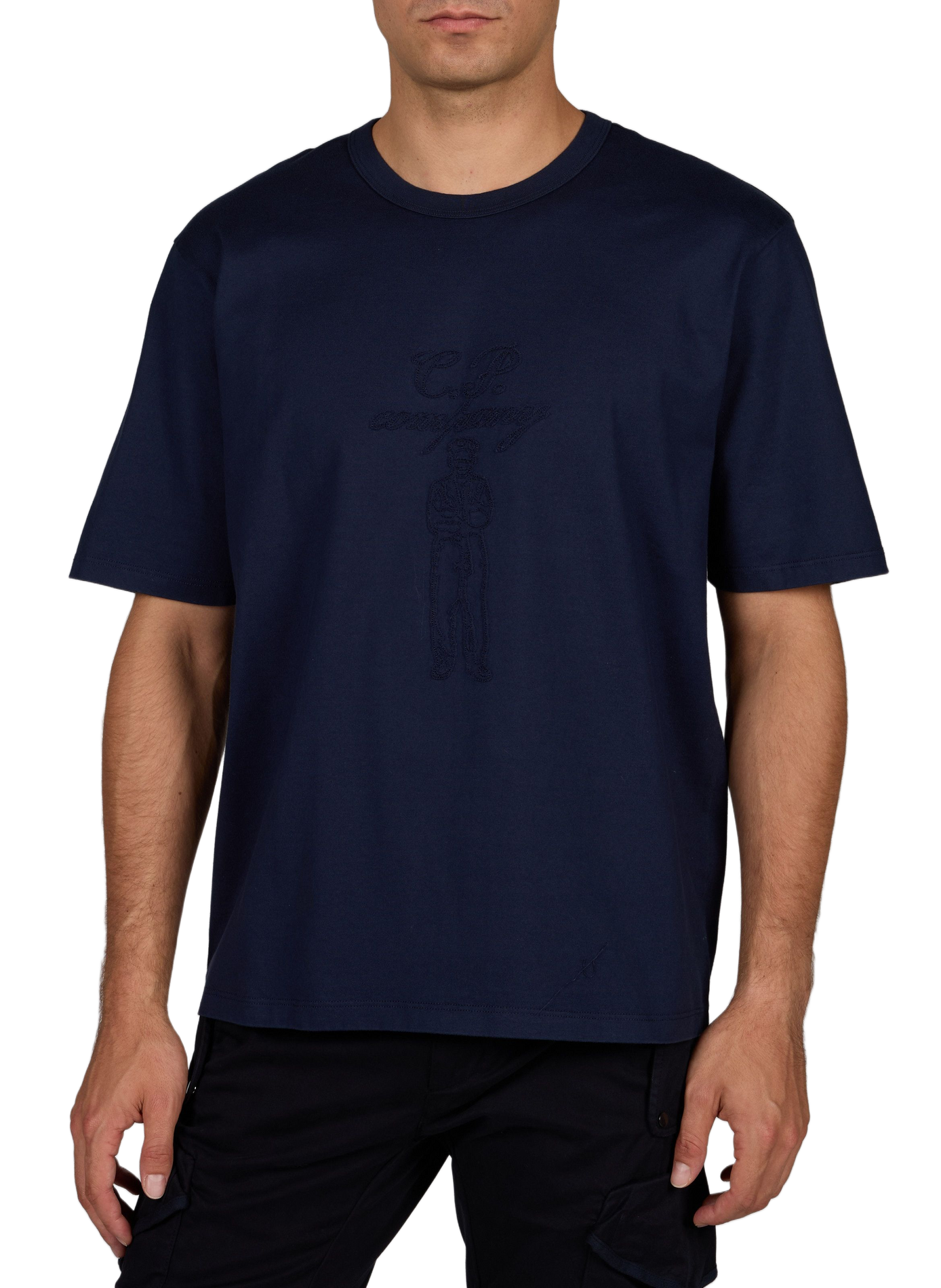 T-shirt met geborduurd logo van katoen CP COMPANY Blauw