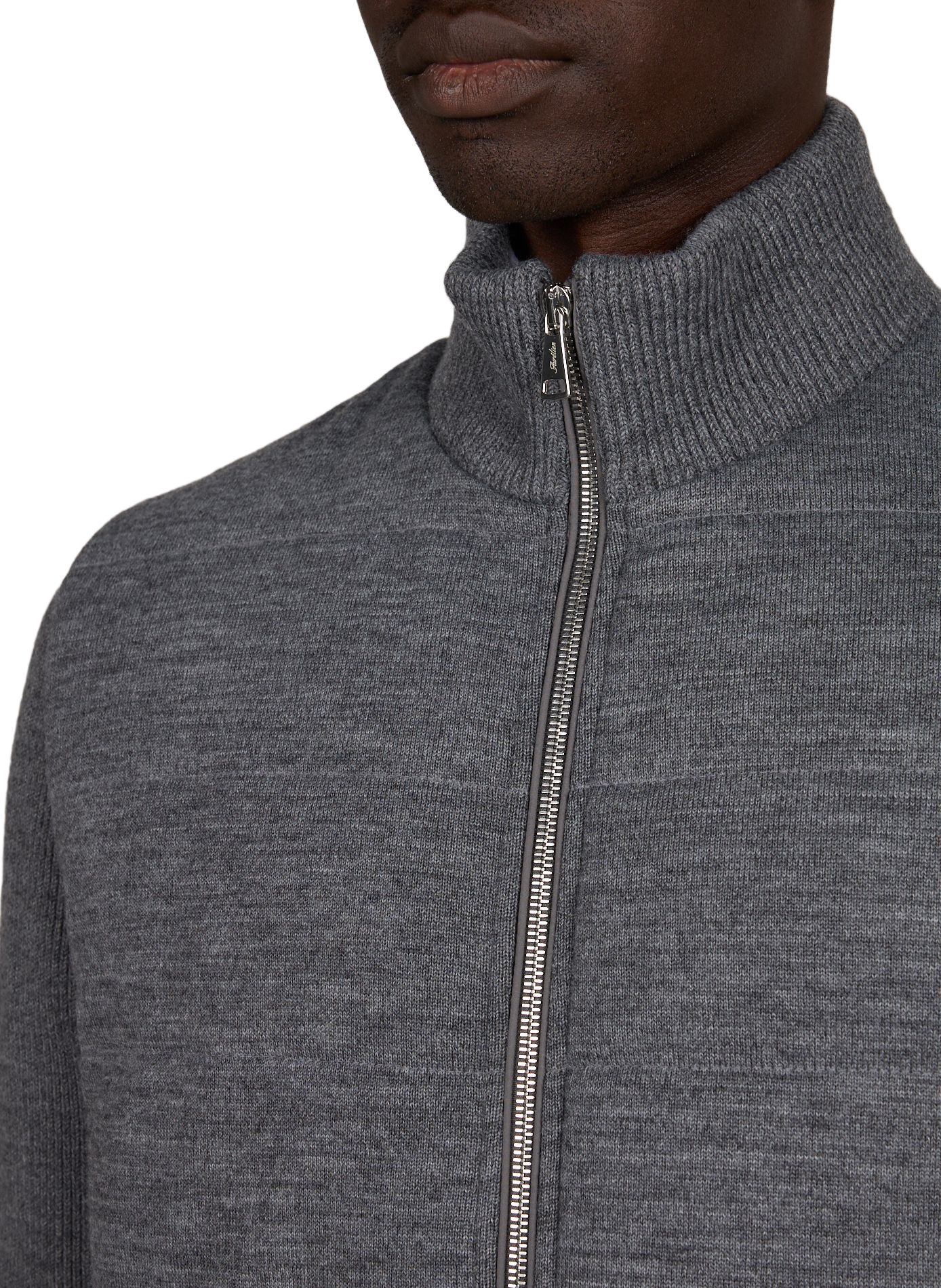 Quilted straight-cut jacket in wool and cashmere. AURELIEN Grey