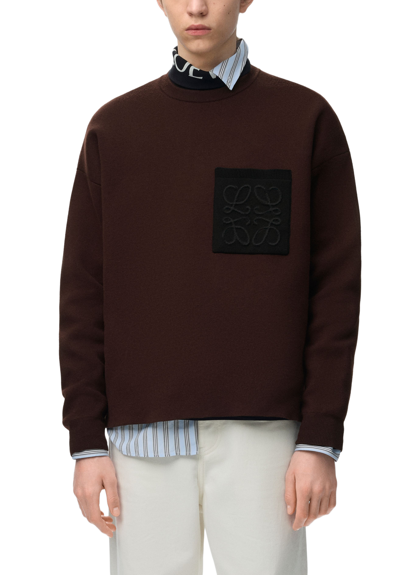Anagram pocket sweater in blended cotton LOEWE Brown