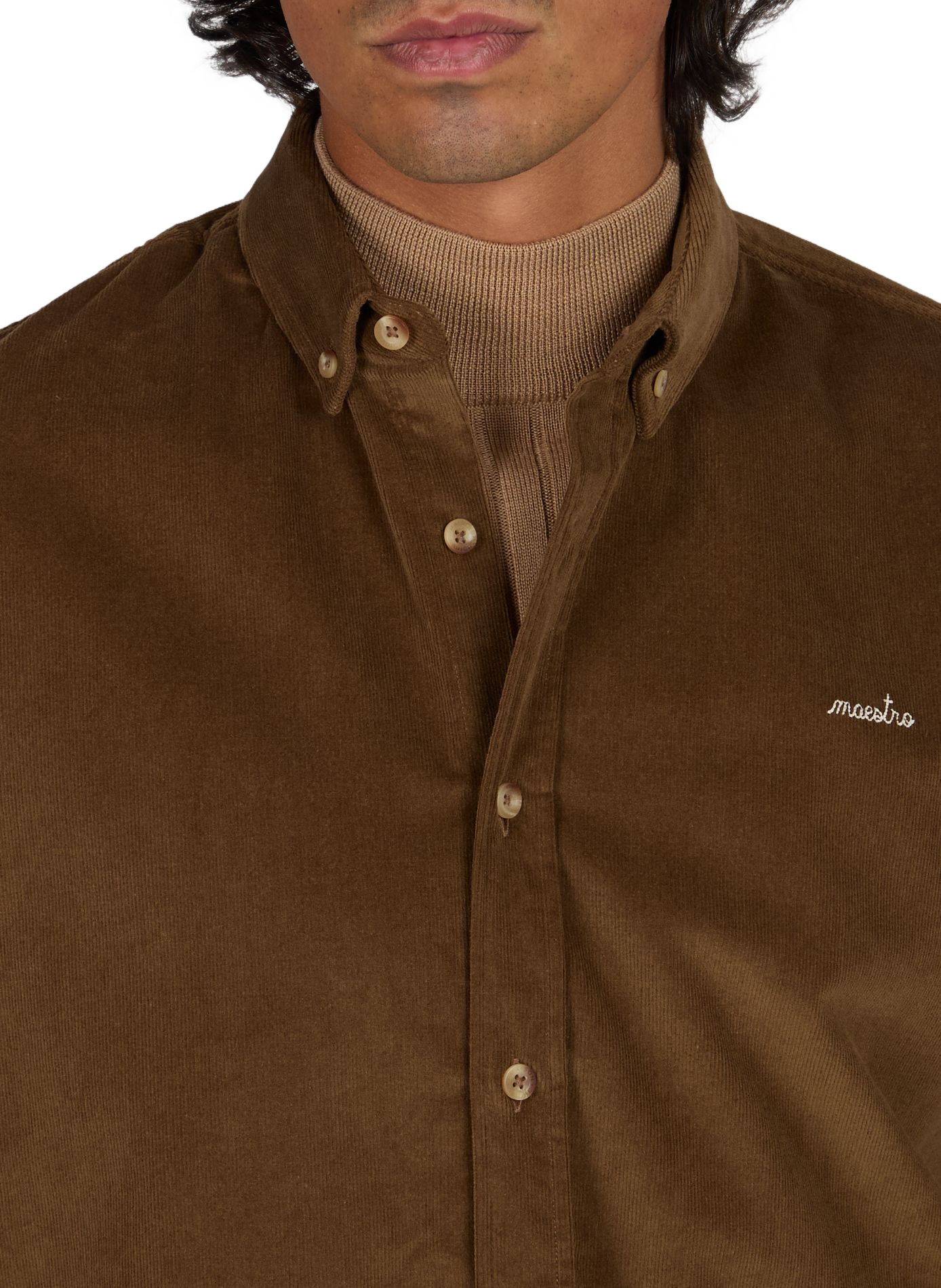 Straight classic collar shirt in blended cotton MAISON LABICHE Brown