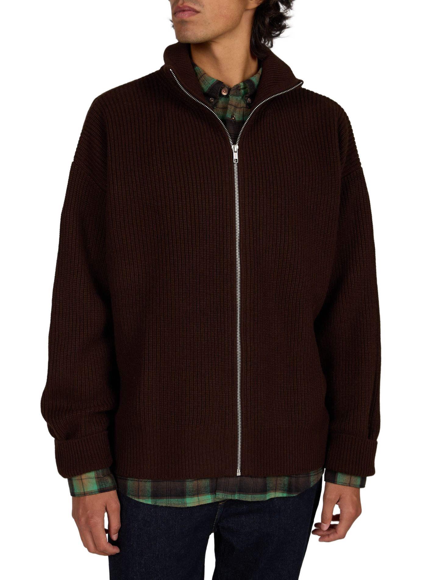 Straight ribbed merino wool ribbed knit sweater BELLEROSE Brown