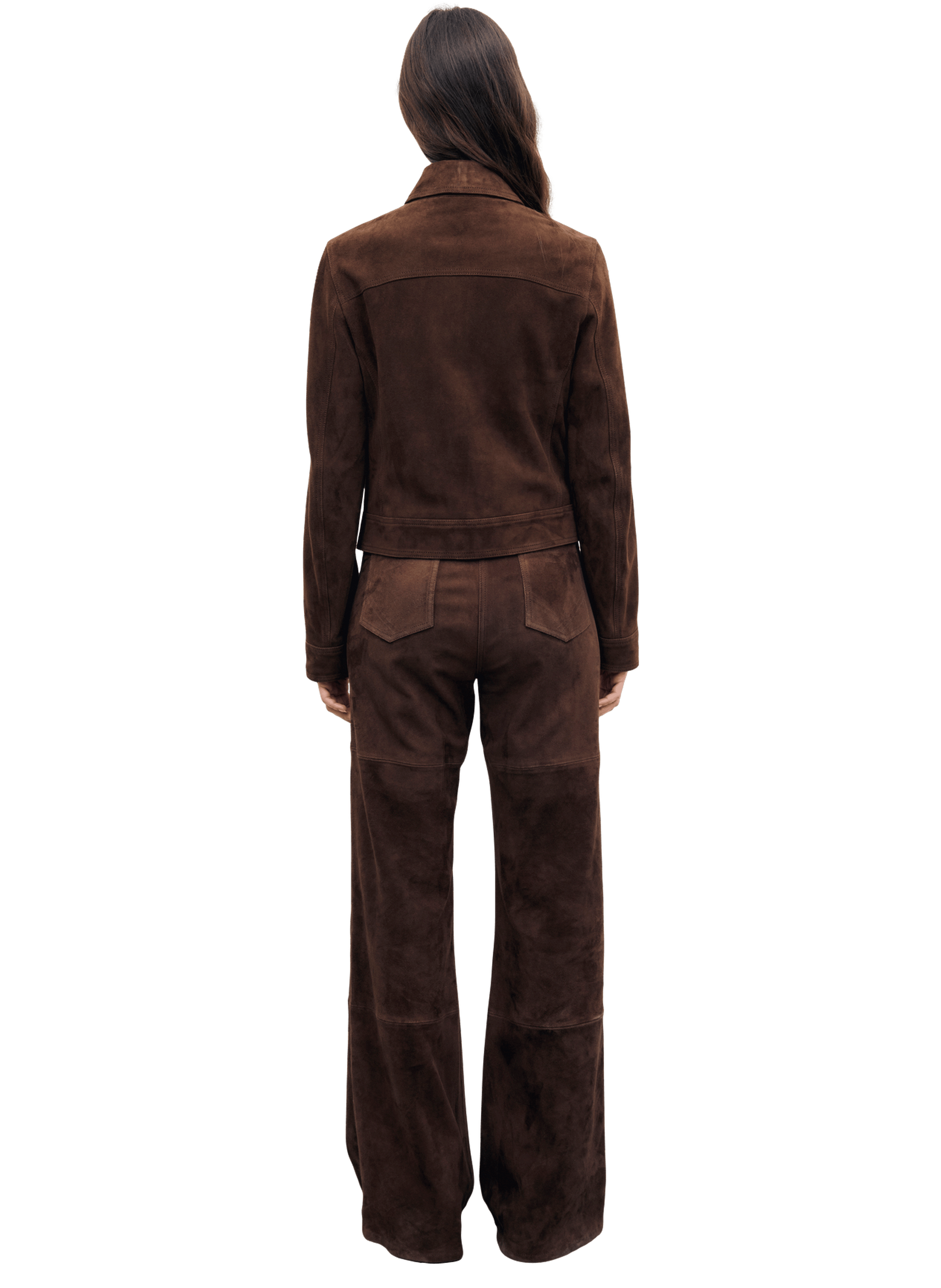 Veste courte en cuir velours - phoebe GERARD DAREL Marron