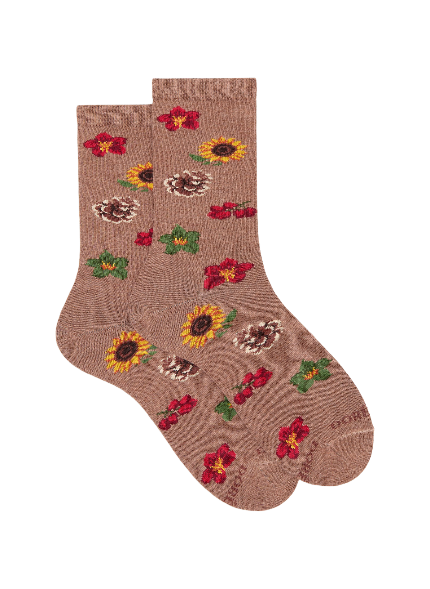Chaussettes à imprimé floral en coton mélangé DORÉ DORÉ Beige