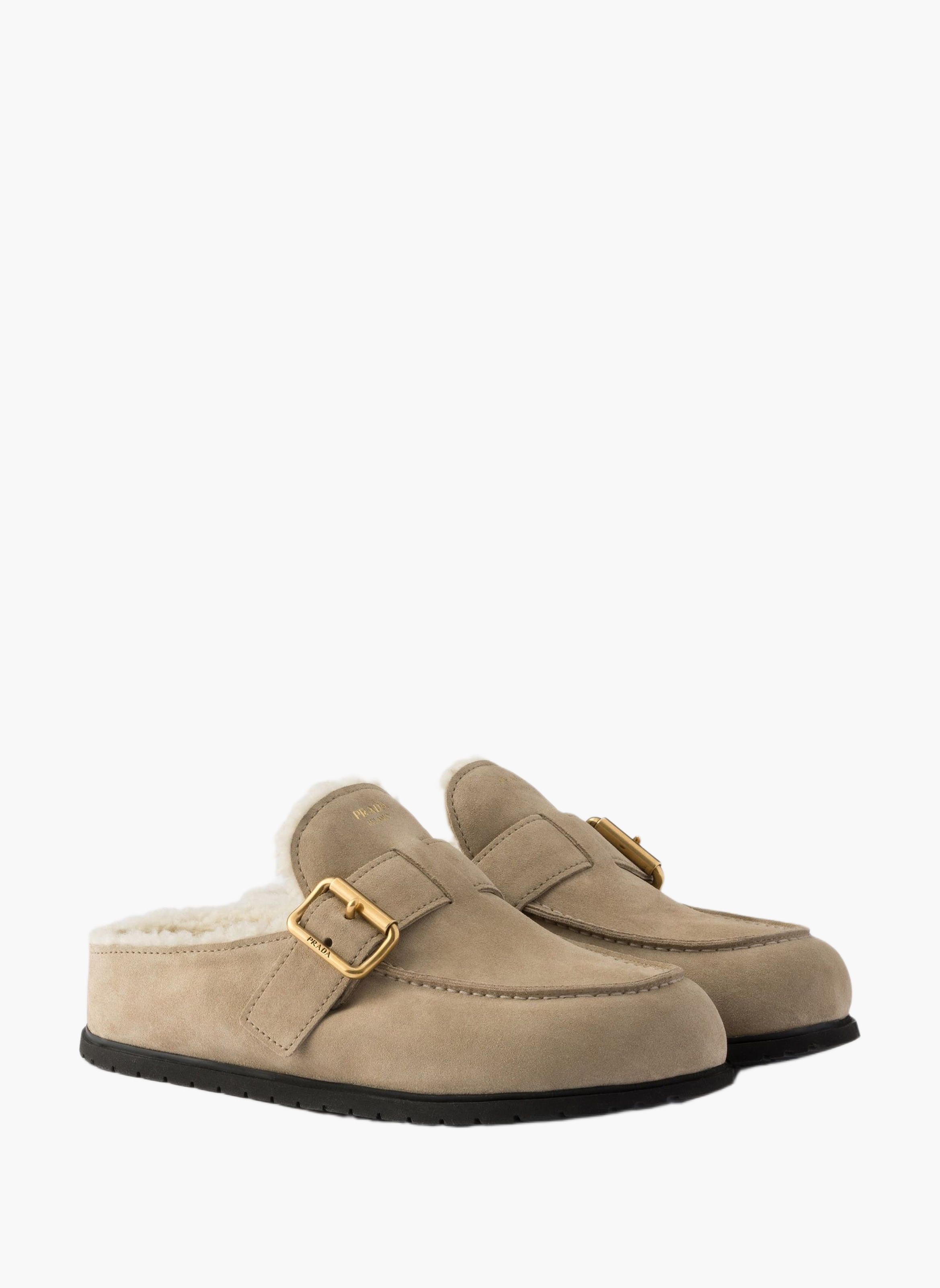 Mules en veau velours PRADA Beige