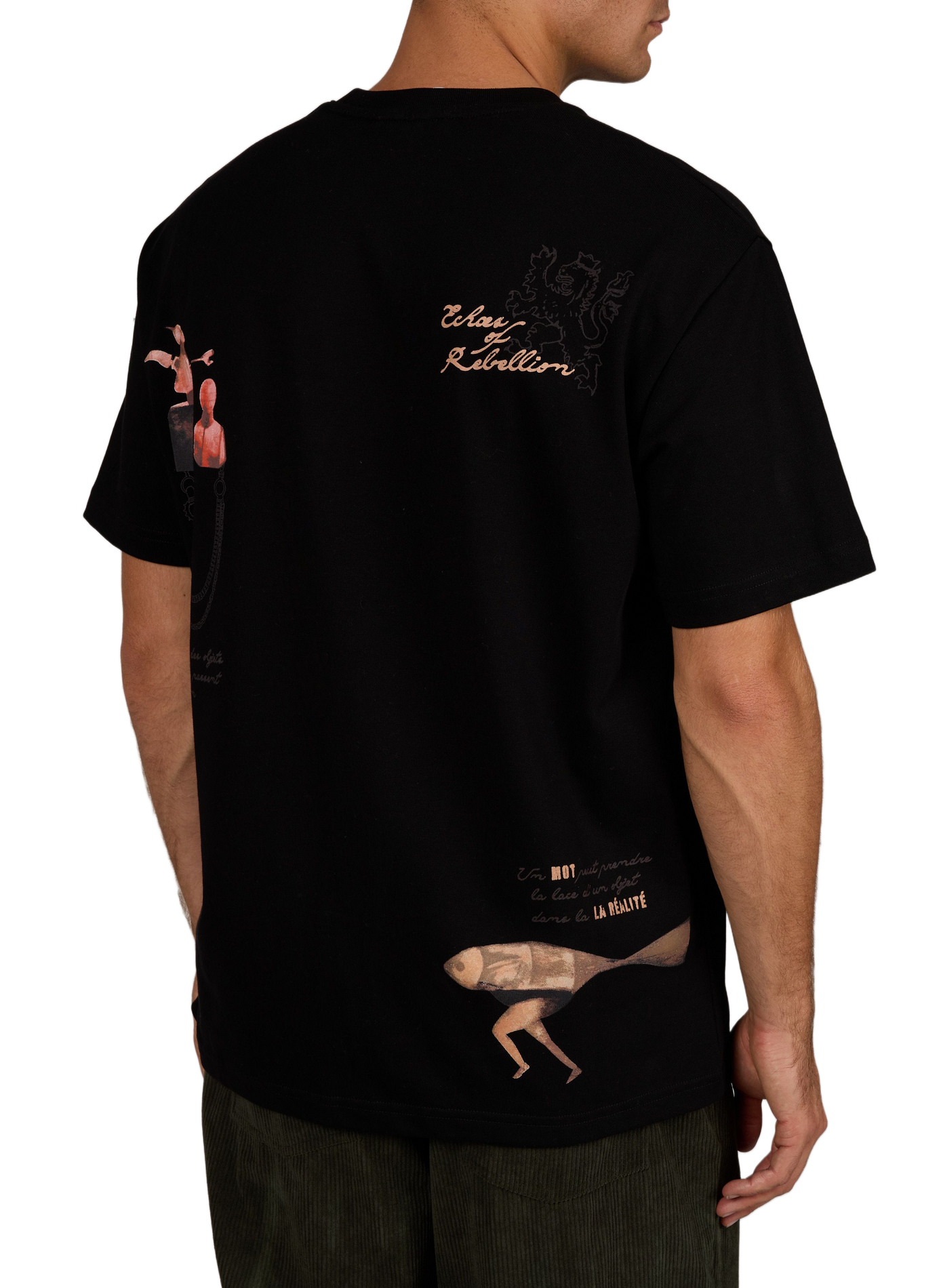 Straight-fit crew-neck T-shirt with screen print PAS UNE MARQUE Black