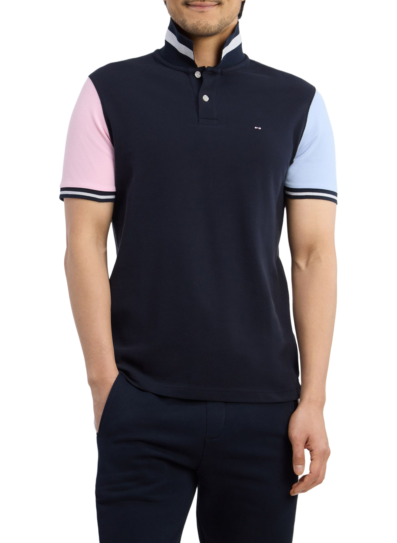 Gerader Baumwoll-Poloshirt EDEN PARK Blau
