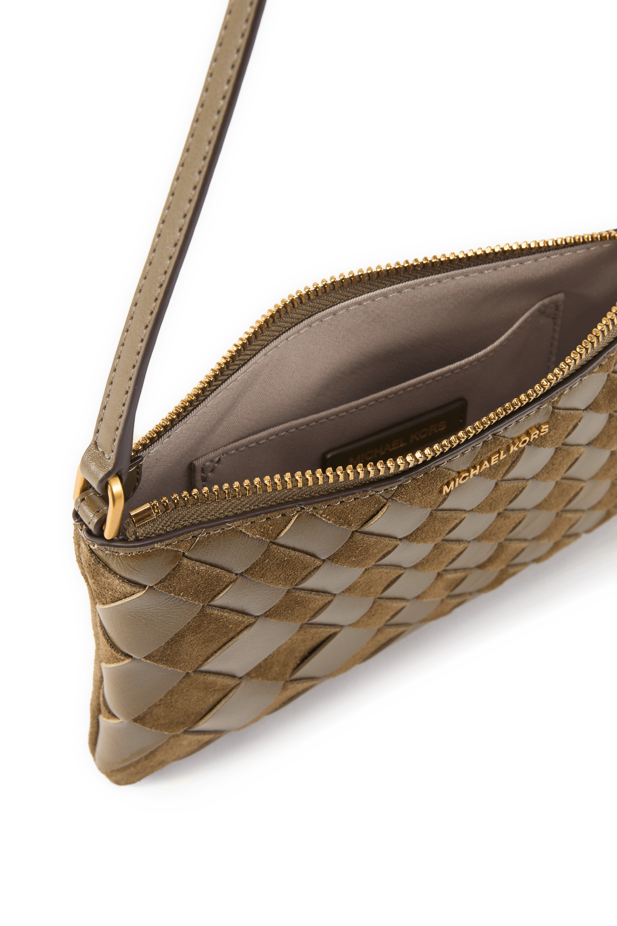 Pochette à sangle en cuir tissé | Kaki MICHAEL KORS Femme