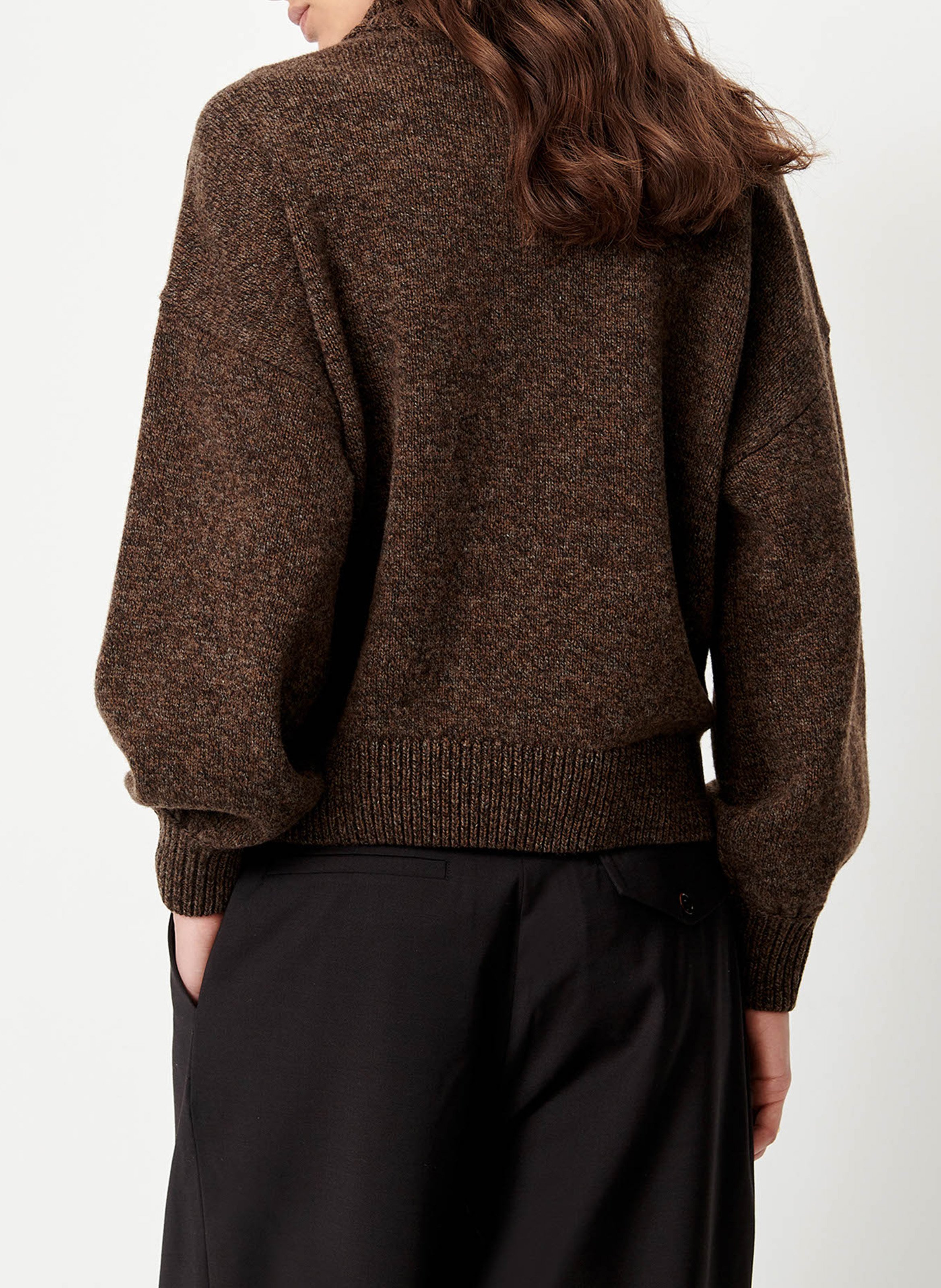 Pull oversize col roulé en laine et cachemire niko SESSUN Marron