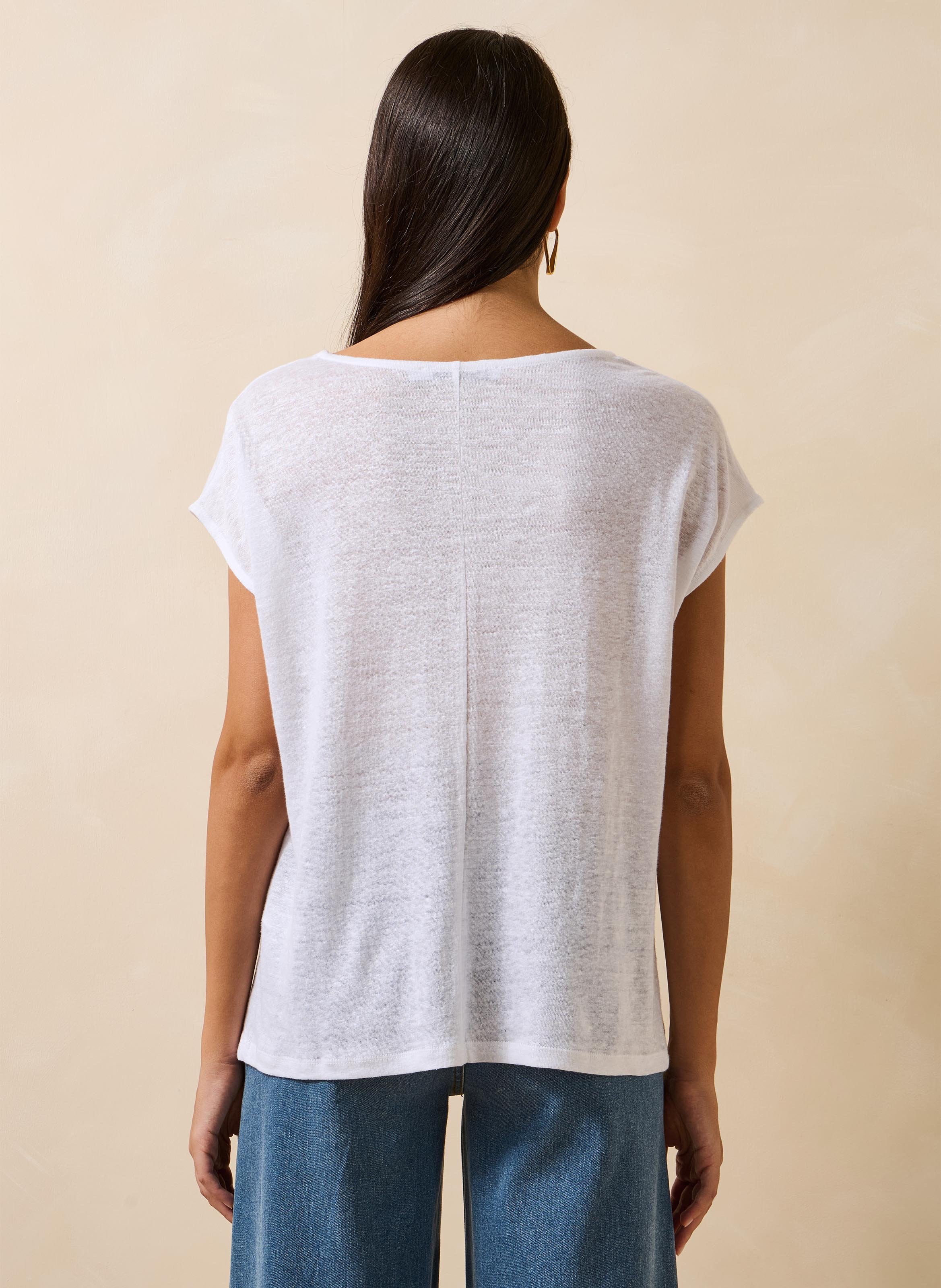 Recht T-shirt van gemêleerd linnen LA FEE MARABOUTEE Wit