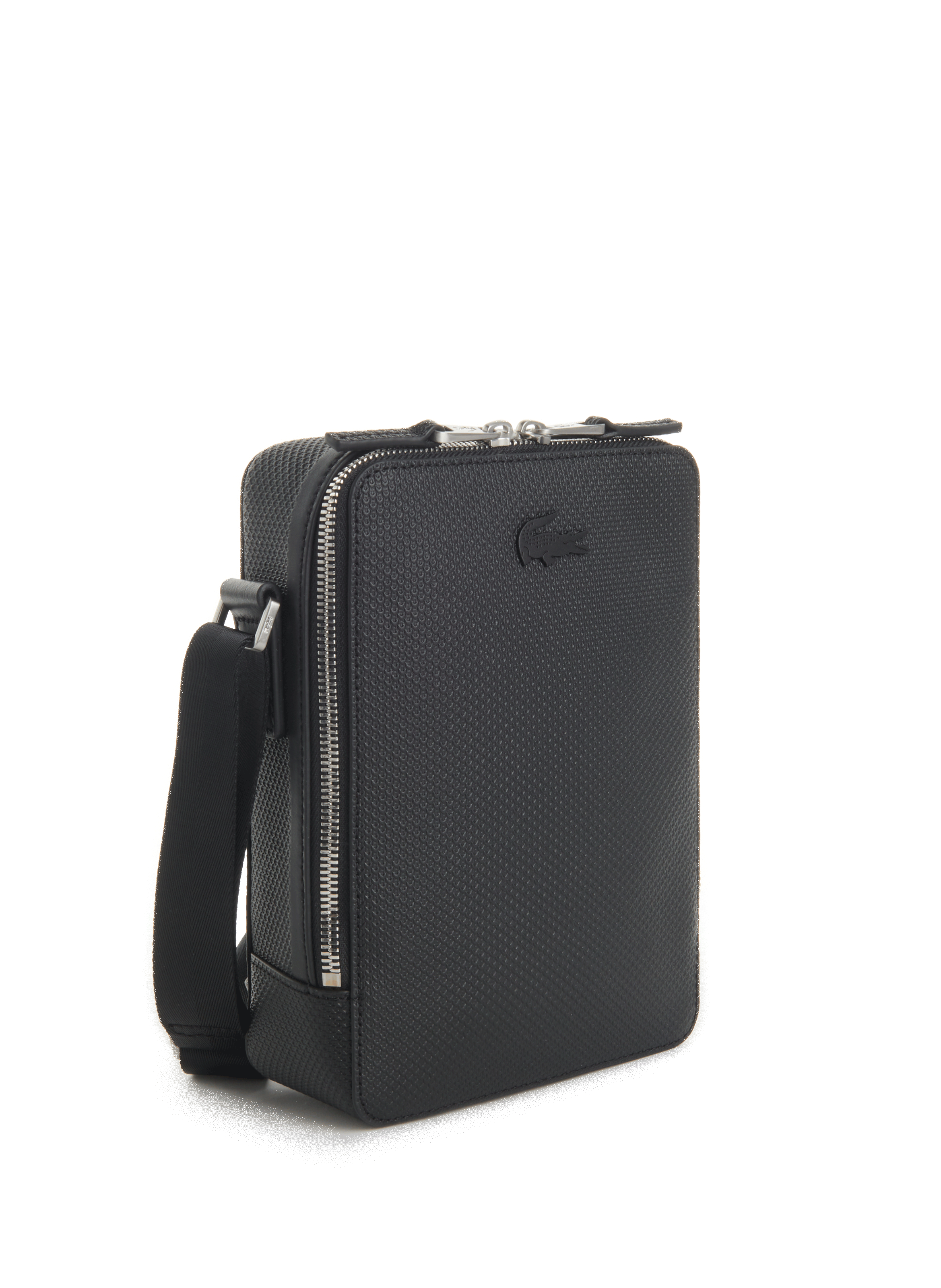 Leather shoulder bag LACOSTE Black