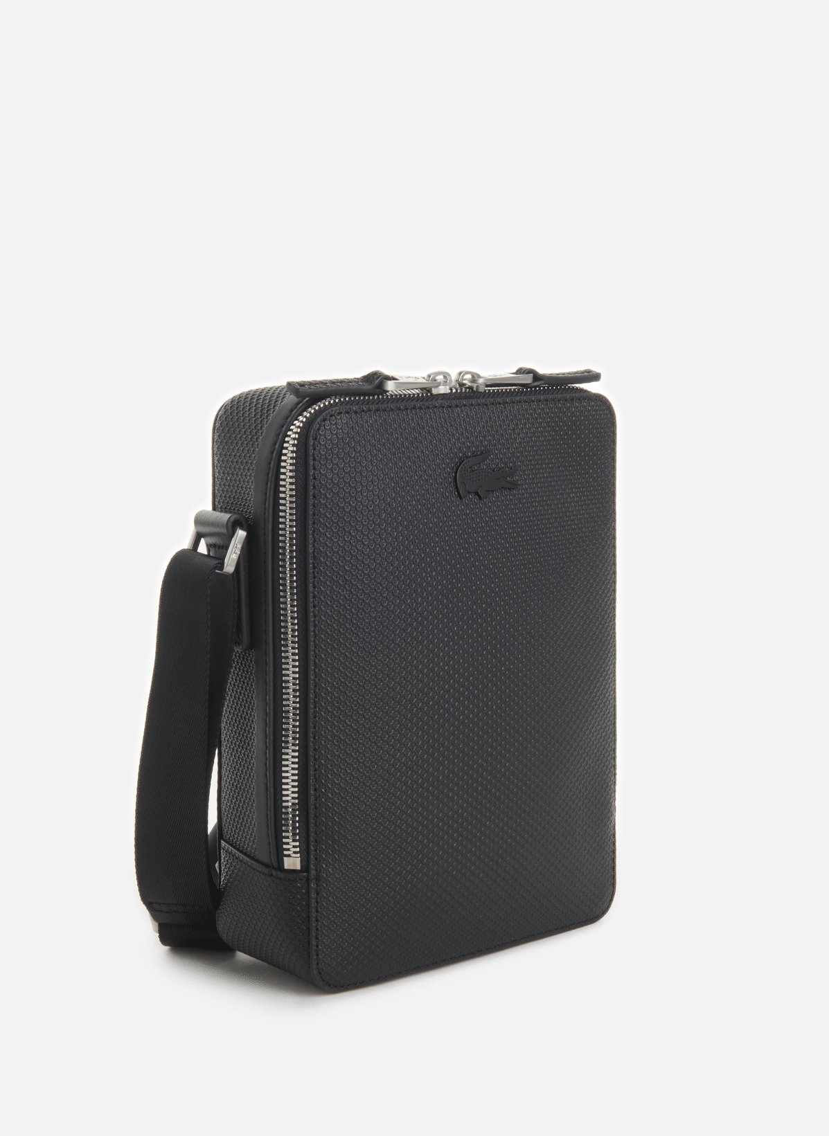 Sac à Bandoulière Ted Baker Script Pour Homme - Similicuir Grainé Noir - Logo En Relief - Bandoulière Amovible - Compact 21x14x6 Cm