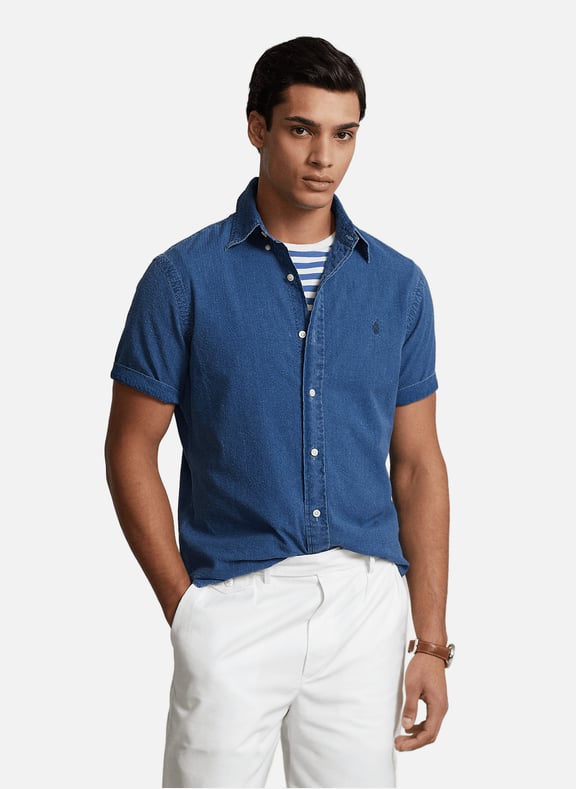 Short-sleeved cotton shirt Blue by POLO RALPH LAUREN POLO RALPH LAUREN Short-sleeved cotton shirt Blue