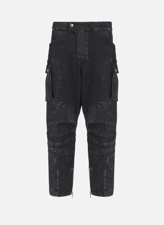 Jean cargo en denim Noir by BALMAIN BALMAIN Jean cargo en denim Noir