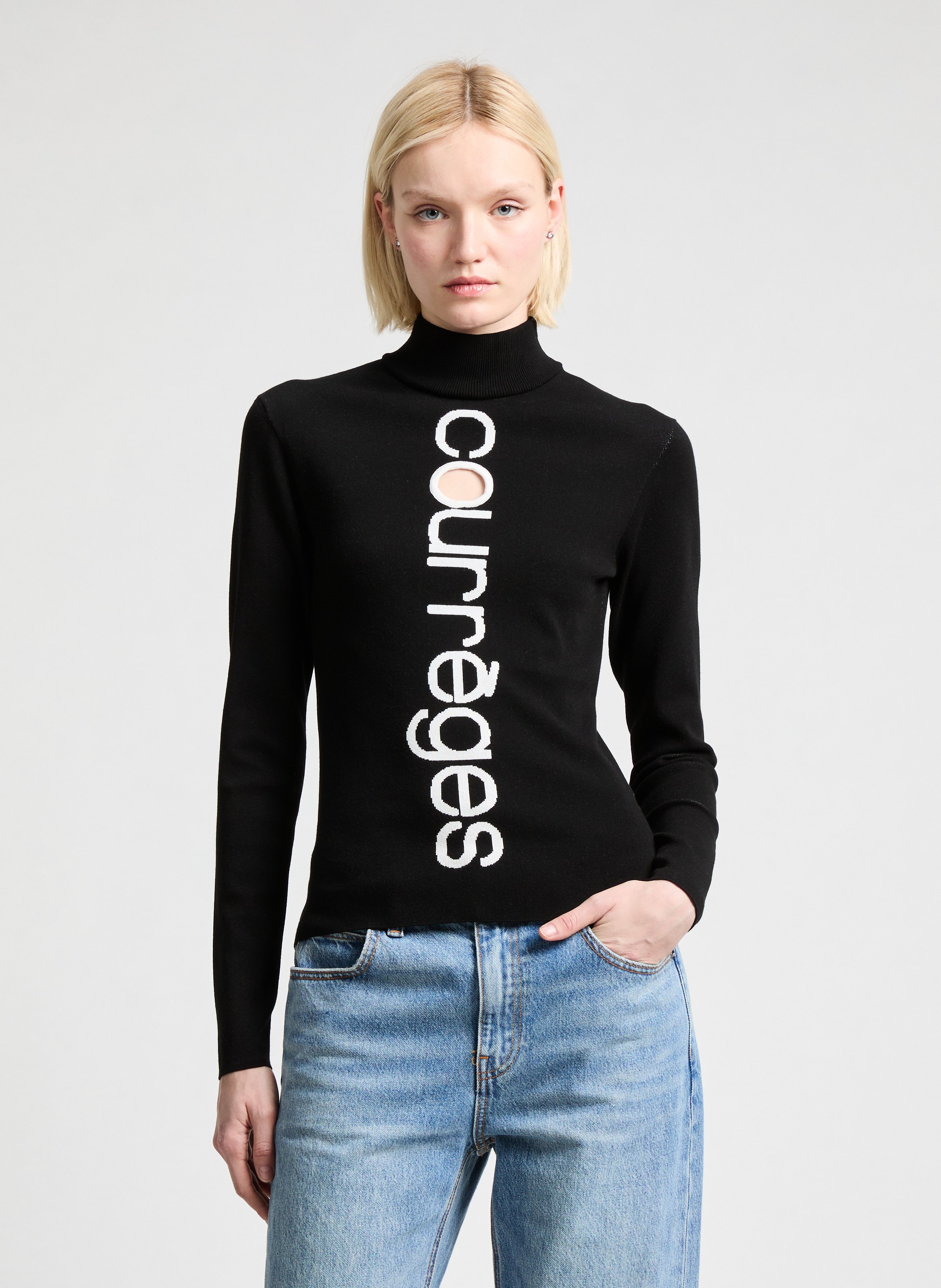 COURRÈGES High-neck jumper Black