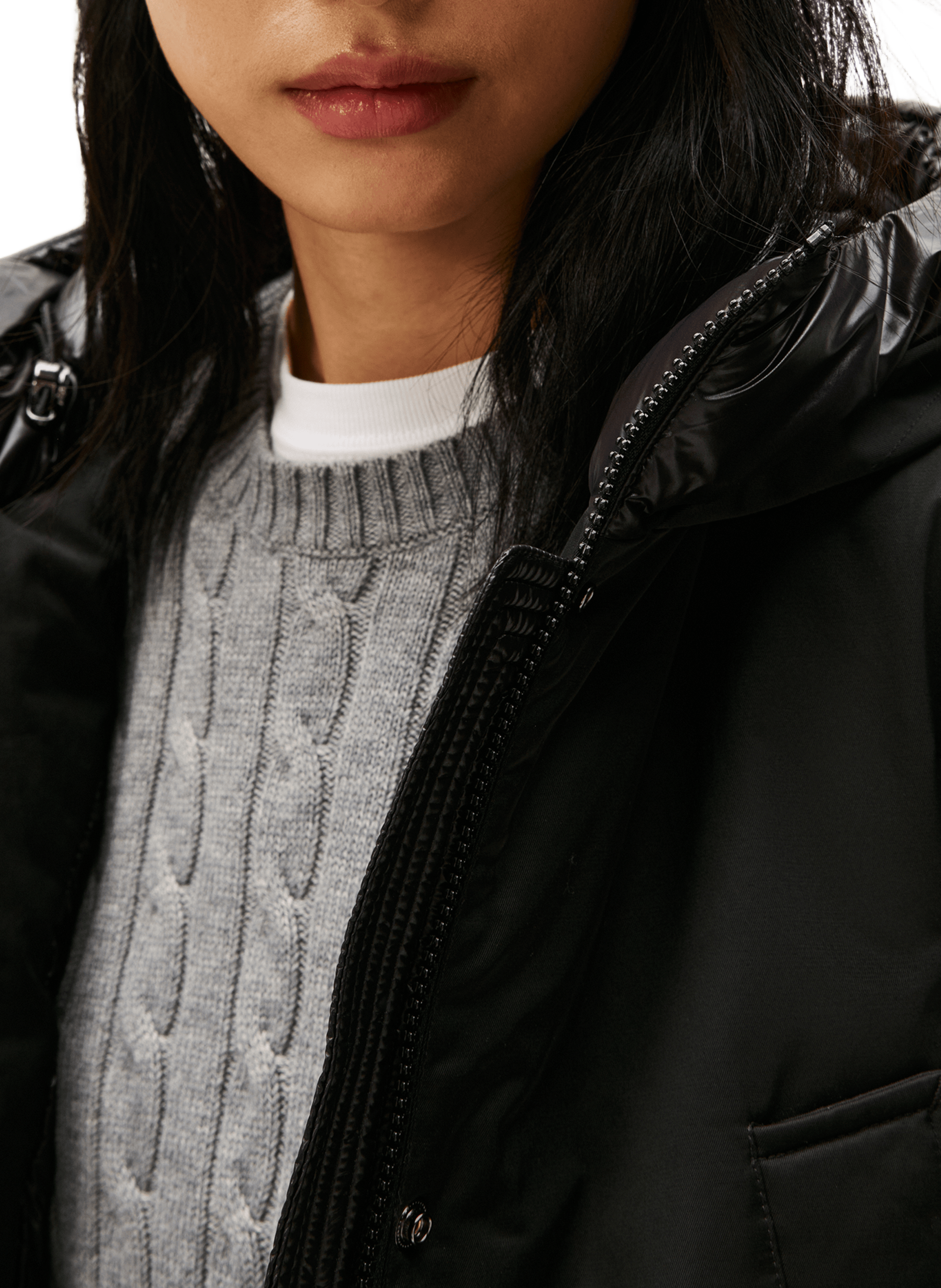 Quilted parka with contrasting hood TOMMY HILFIGER Black