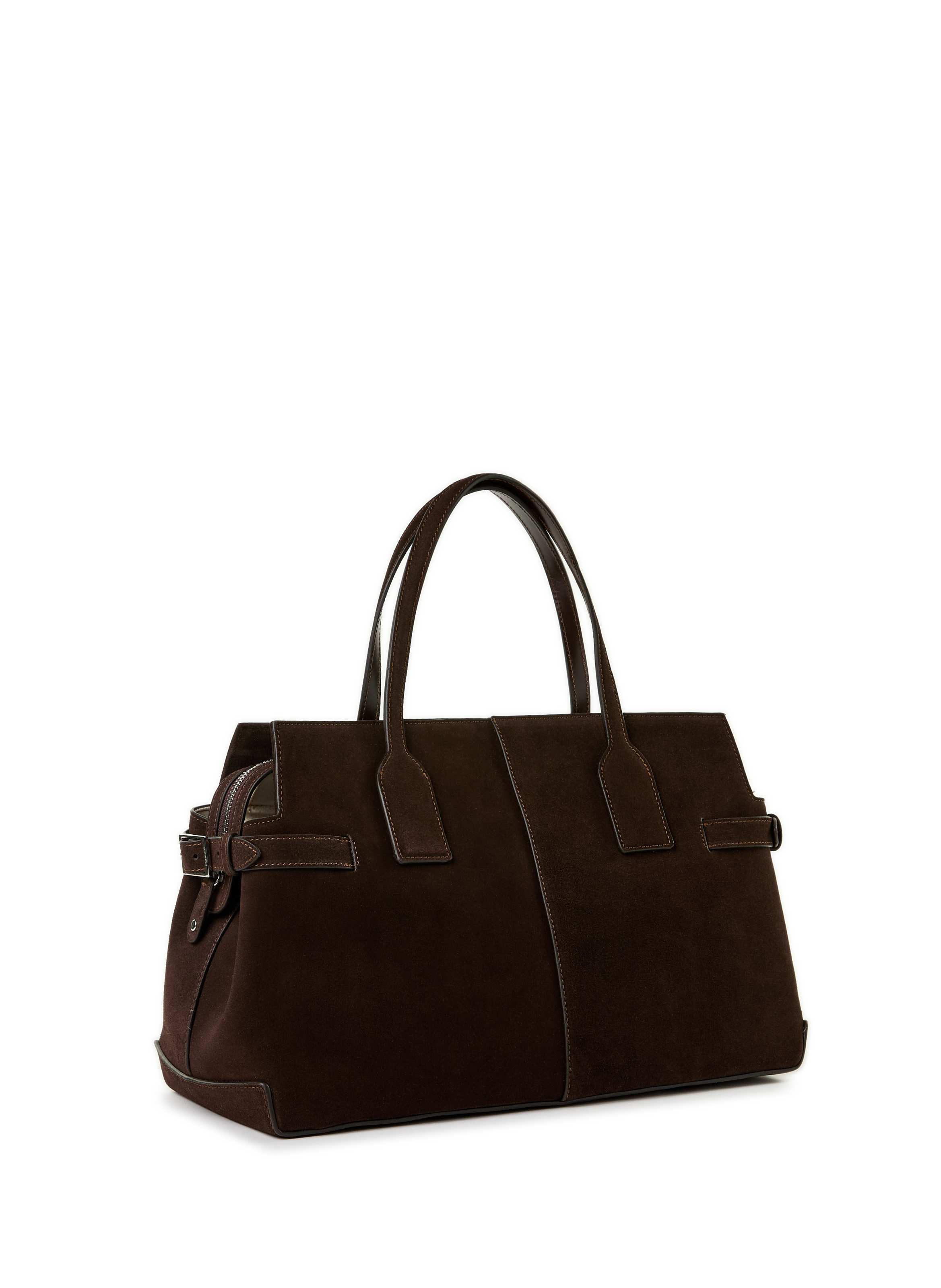 Lisa Suede Leather Bowler Bag FLATTERED Brown