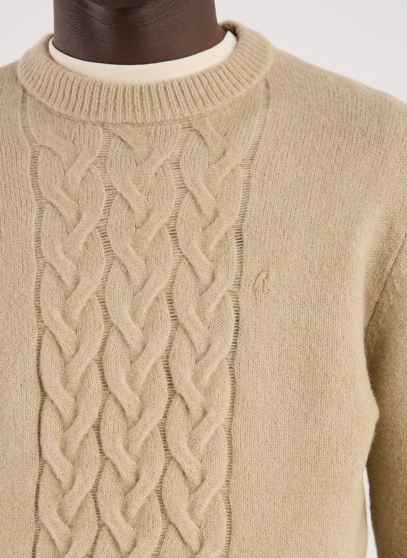 Pull col rond à maille torsadée REPLAY Beige