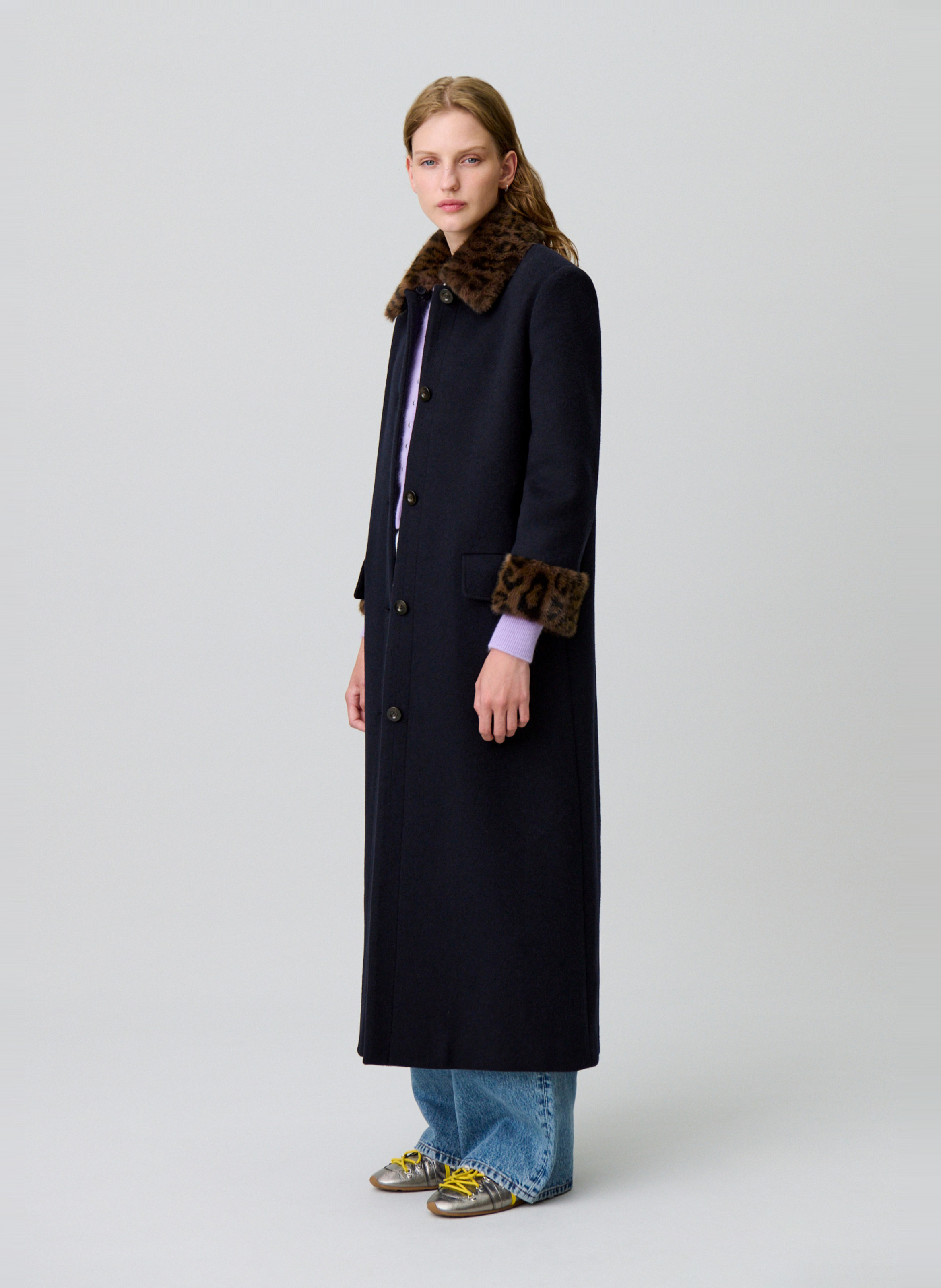 Manteau droit col classique en laine mélangée giuseppa CLAUDIE PIERLOT Multicolore