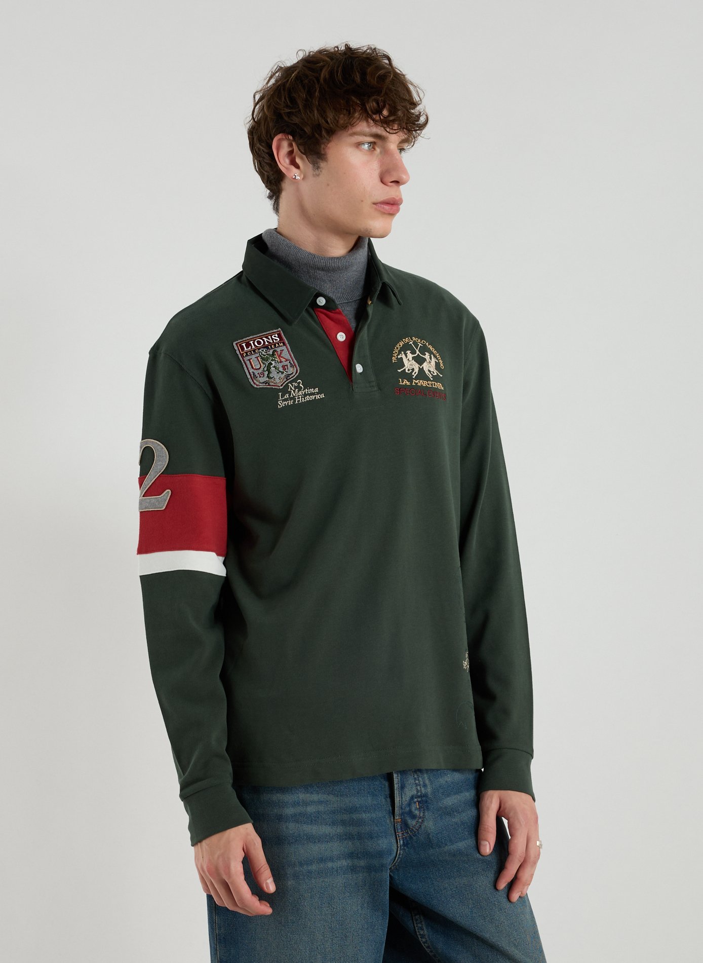 LA MARTINA Long-sleeve cotton Polo shirt Green