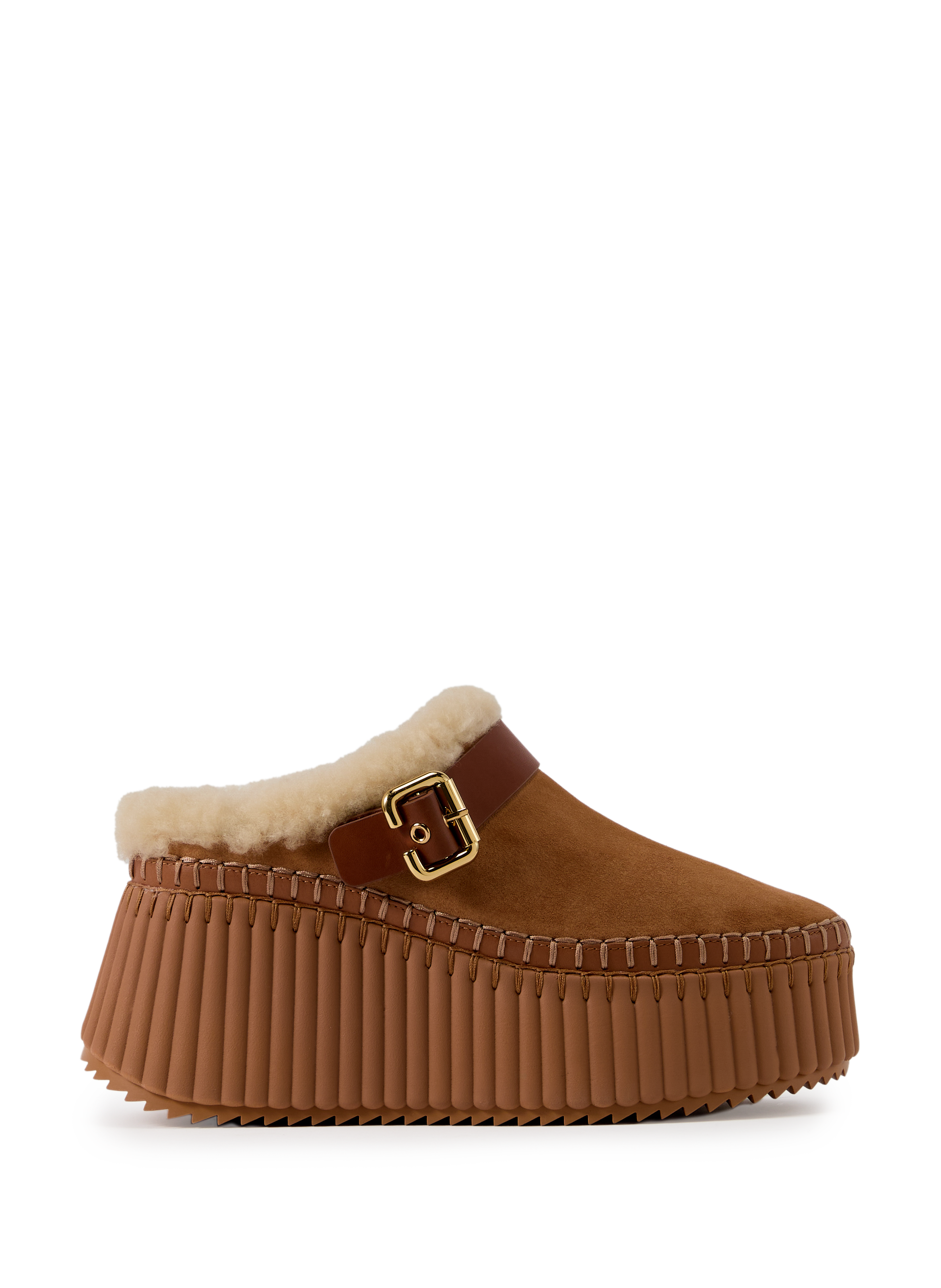 CHLOÉ Leather wedge boots Brown