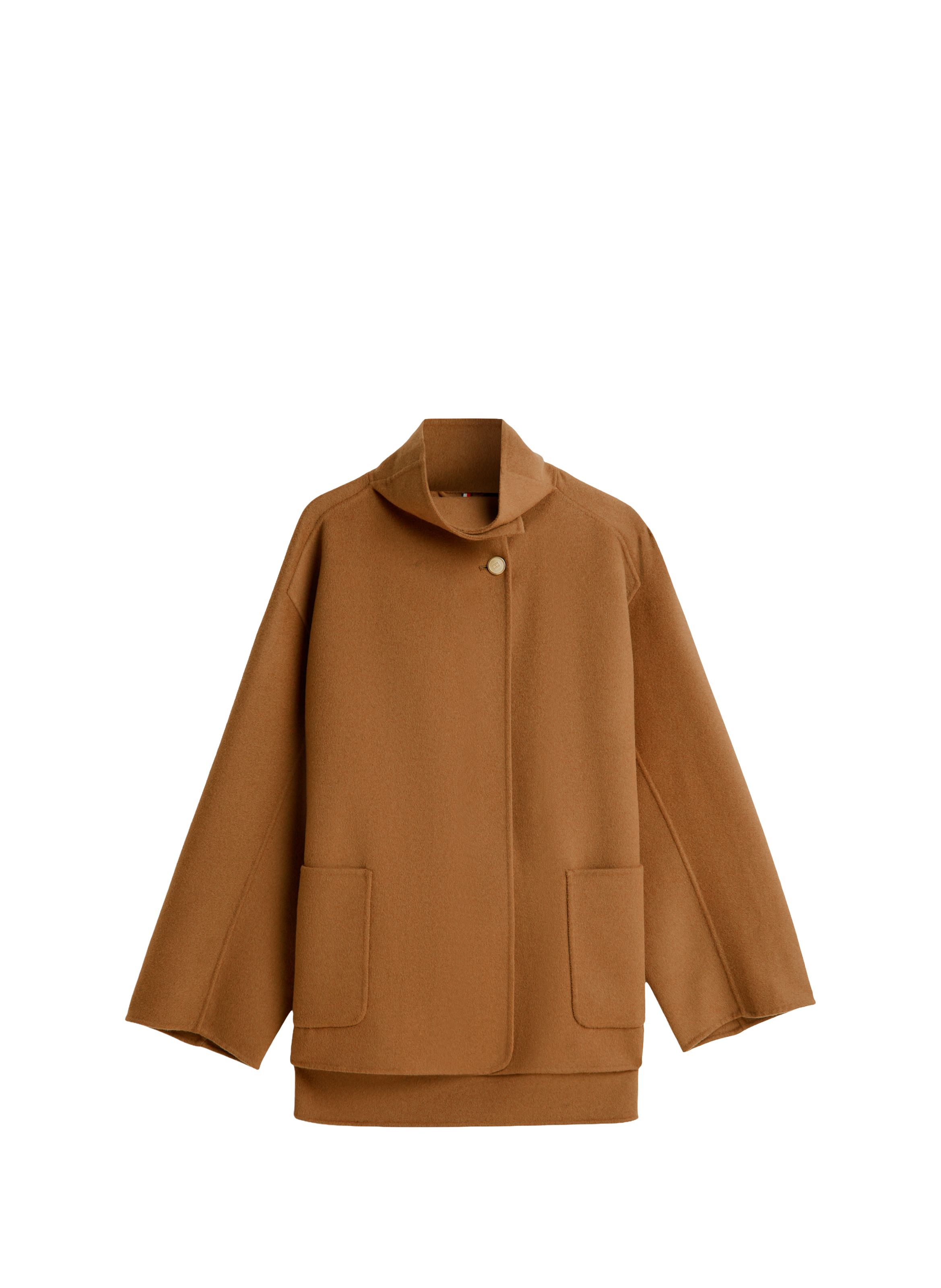 Oversized coat with high collar in mixed wool TOMMY HILFIGER Brown