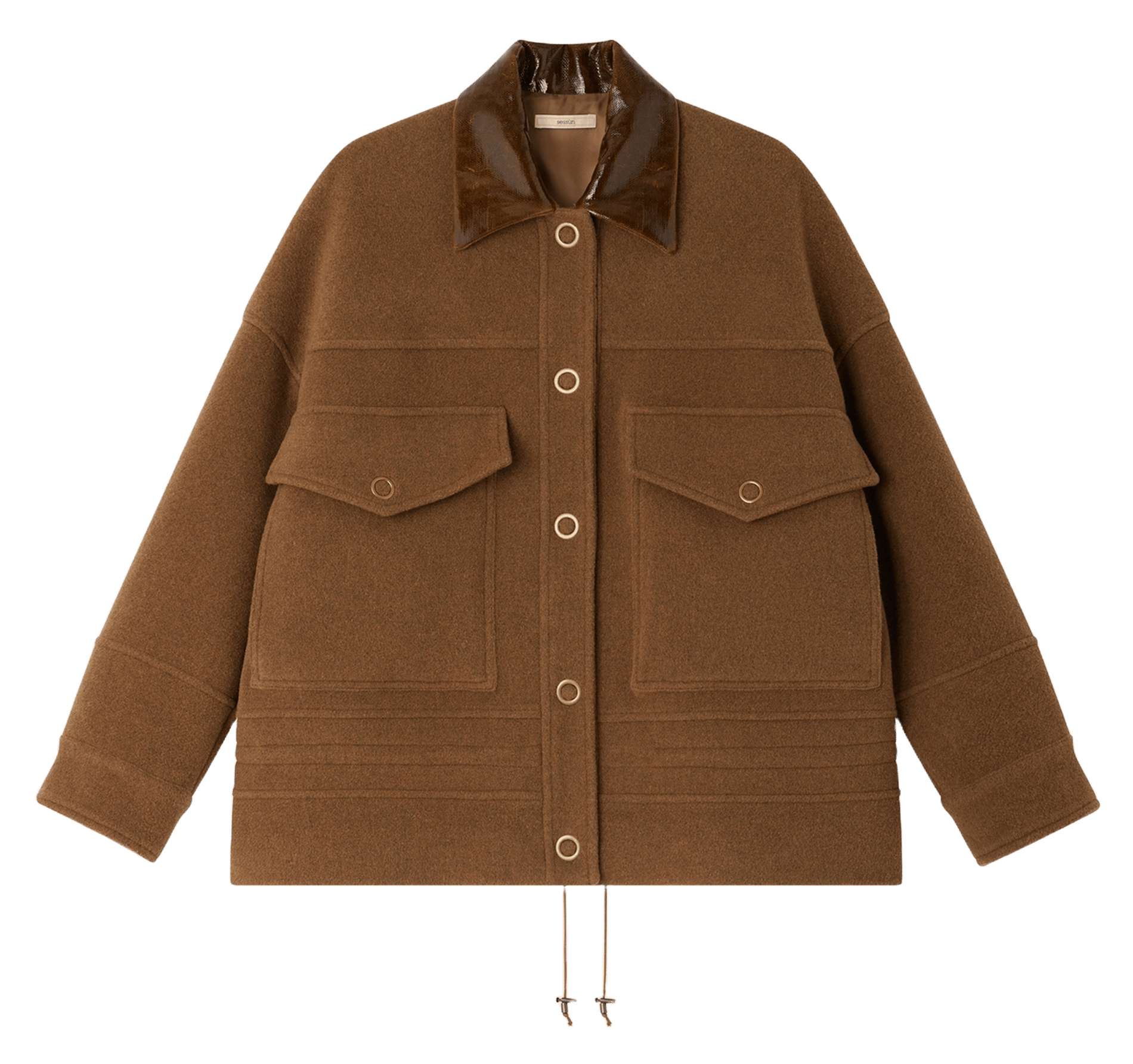 Manteau court col classique en laine mélangée edfinlay SESSUN Marron