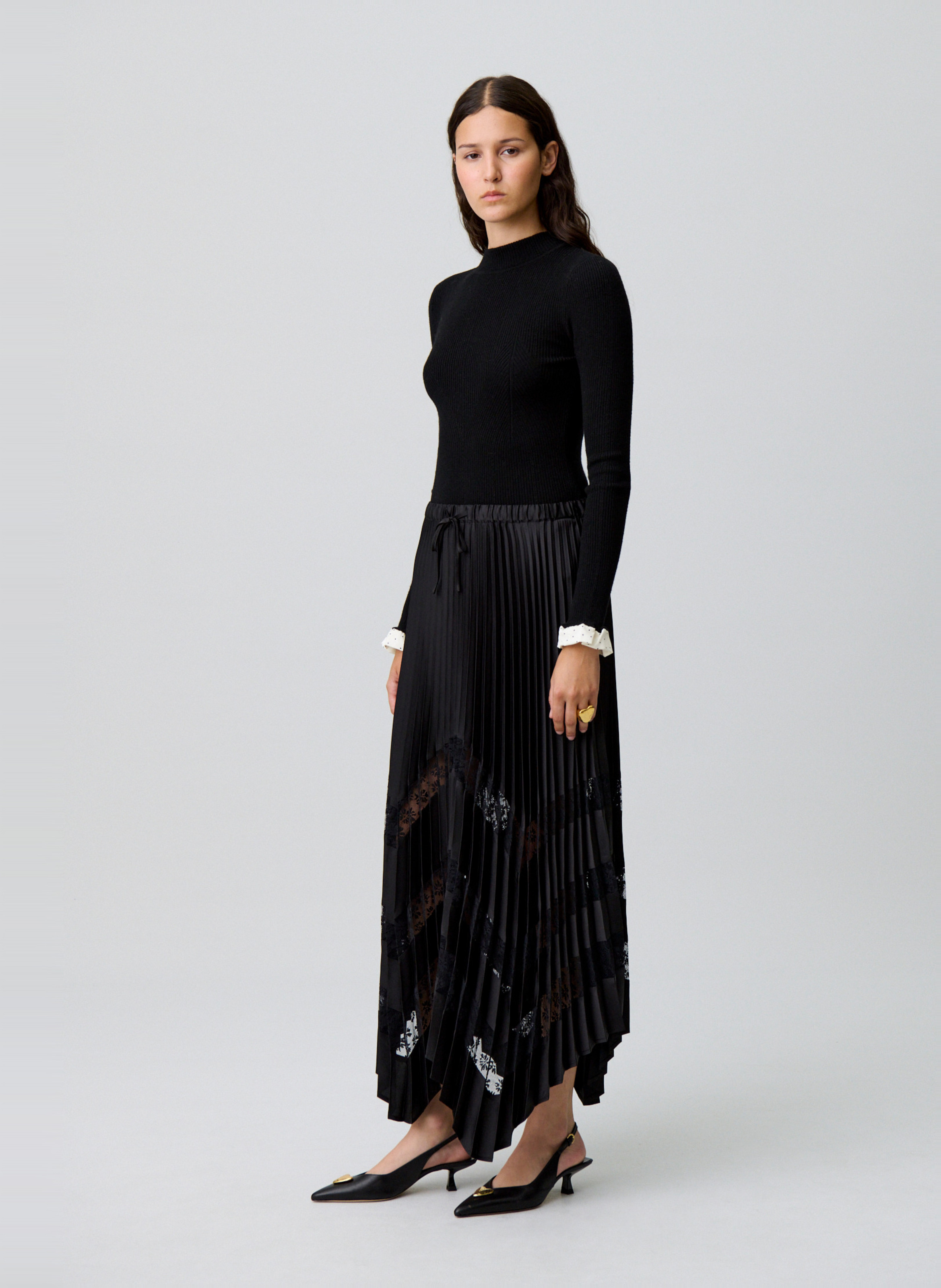 Jupe longue plissée solabelle CLAUDIE PIERLOT Noir