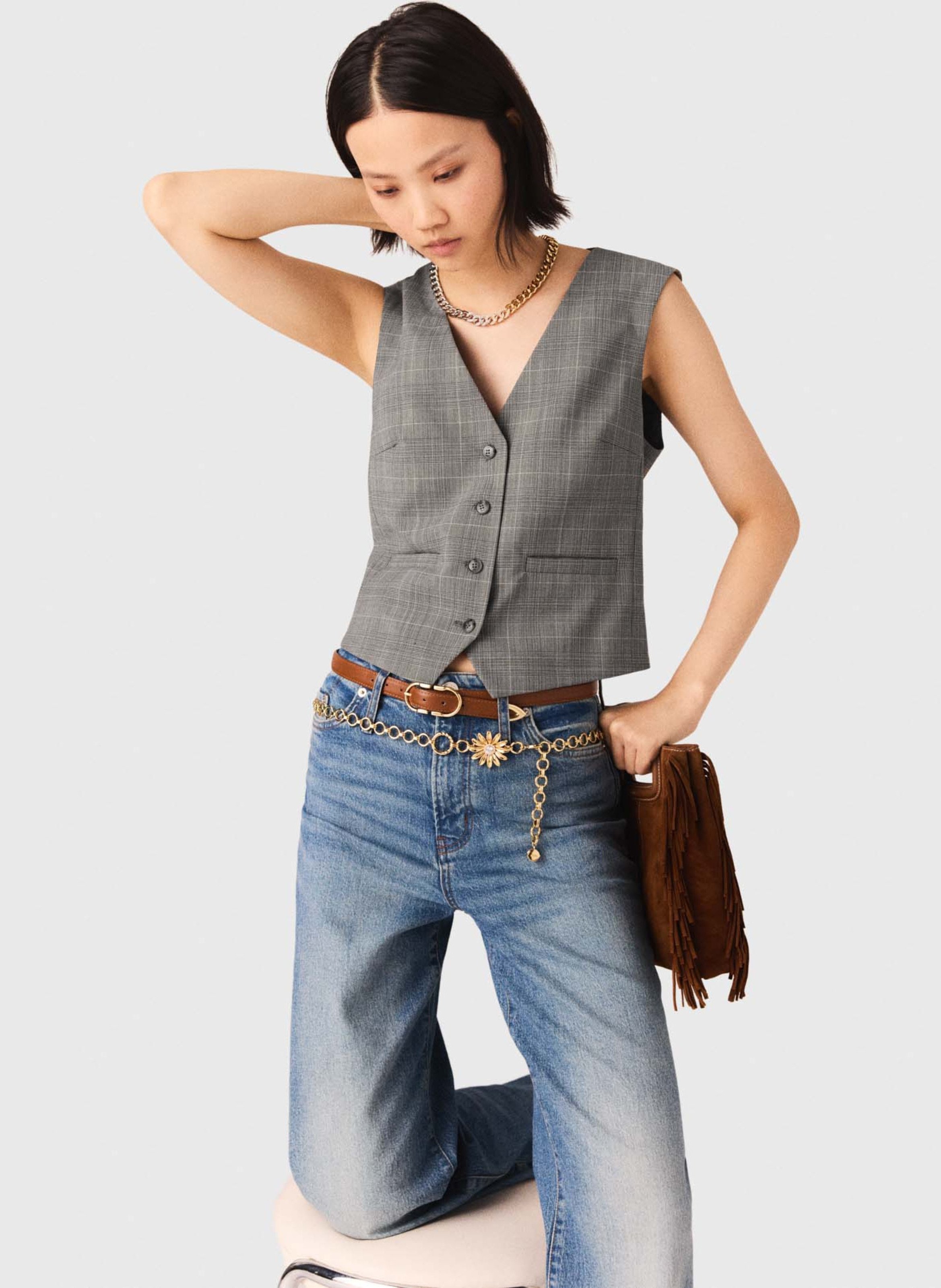 Gilet col v en laine mélangée MAJE Gris