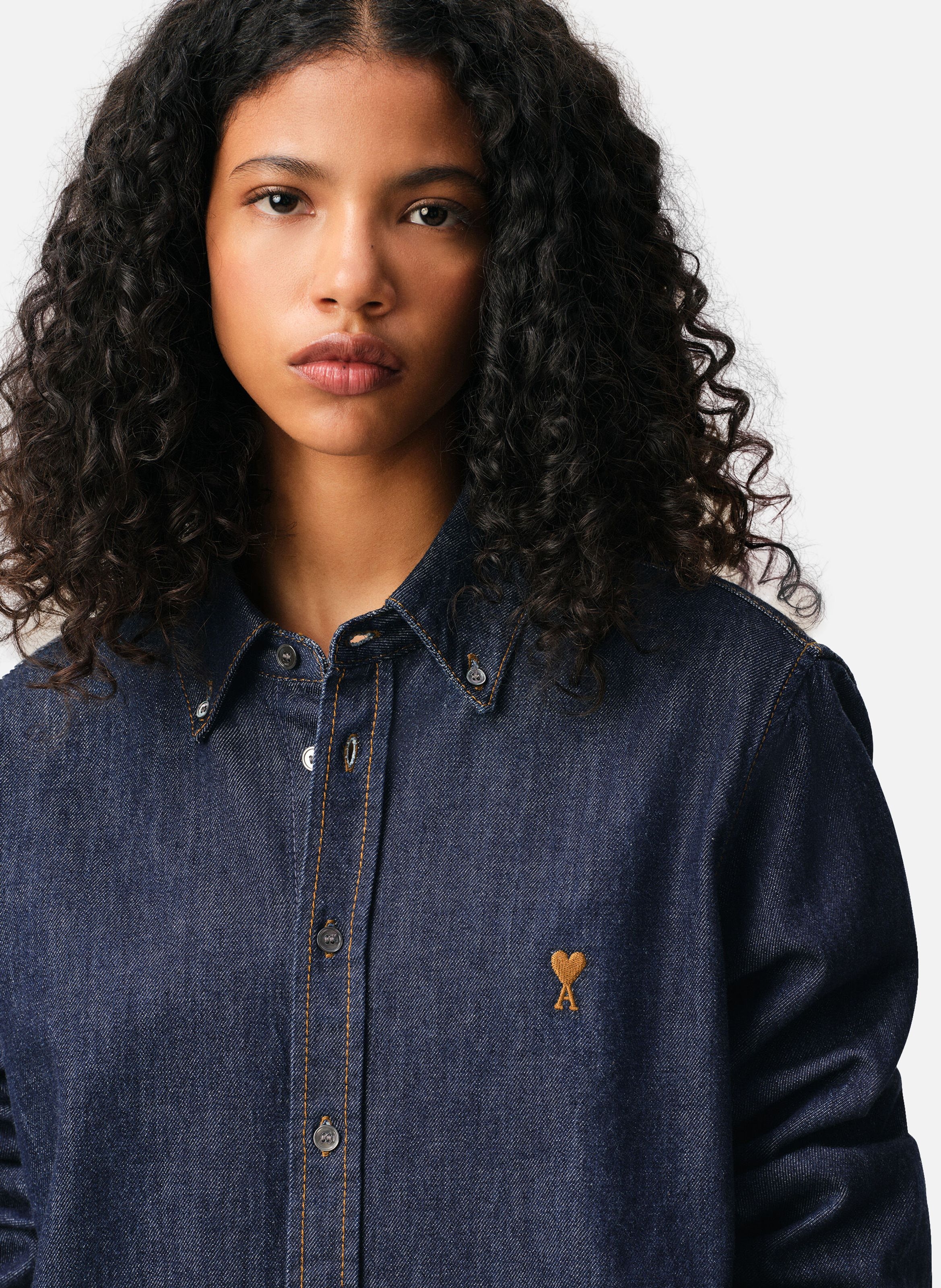 Chemise denim ami de coeur unisexe en coton AMI PARIS Bleu