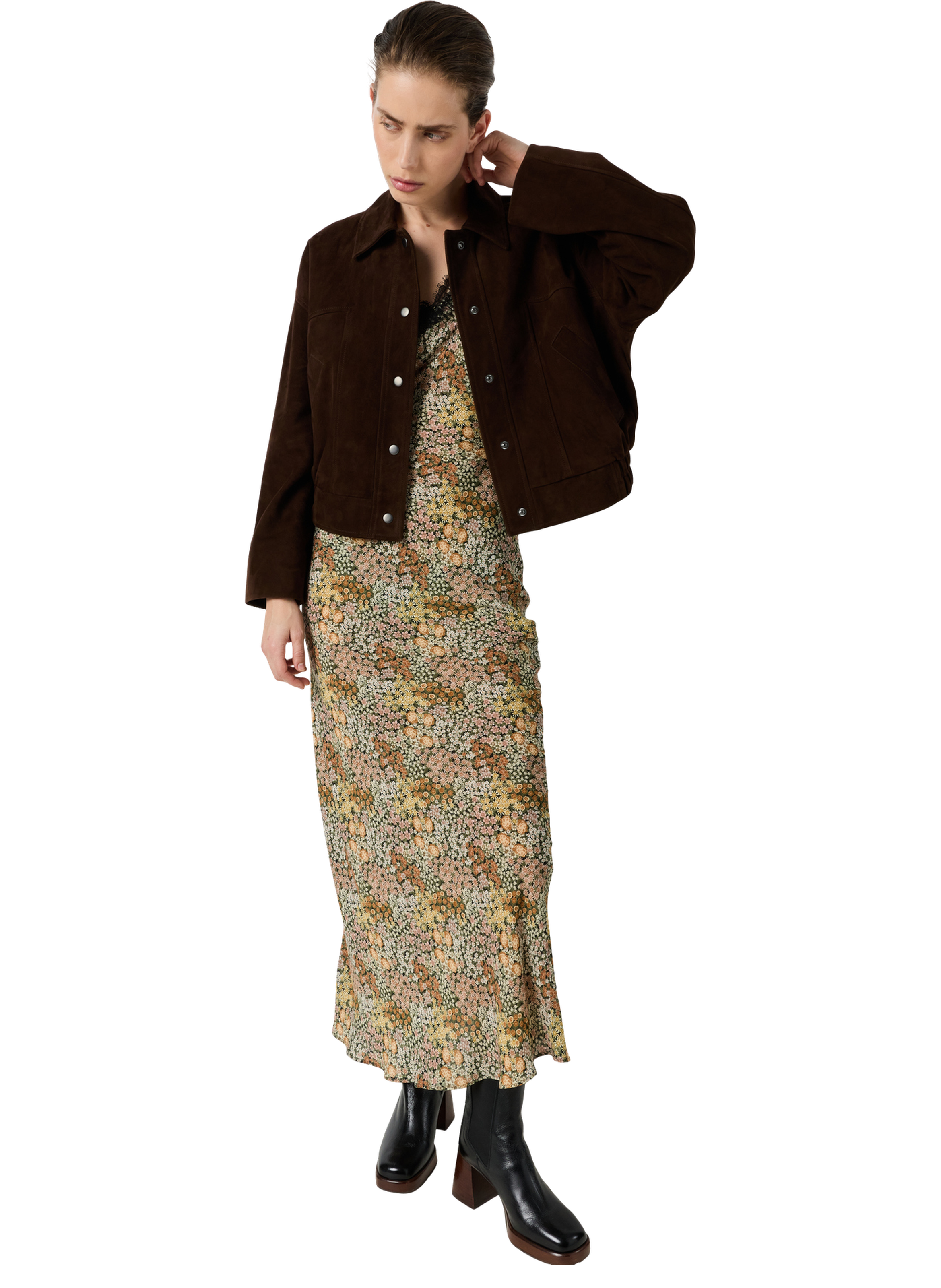 Blouson aviateur en cuir velours - tao GERARD DAREL Marron