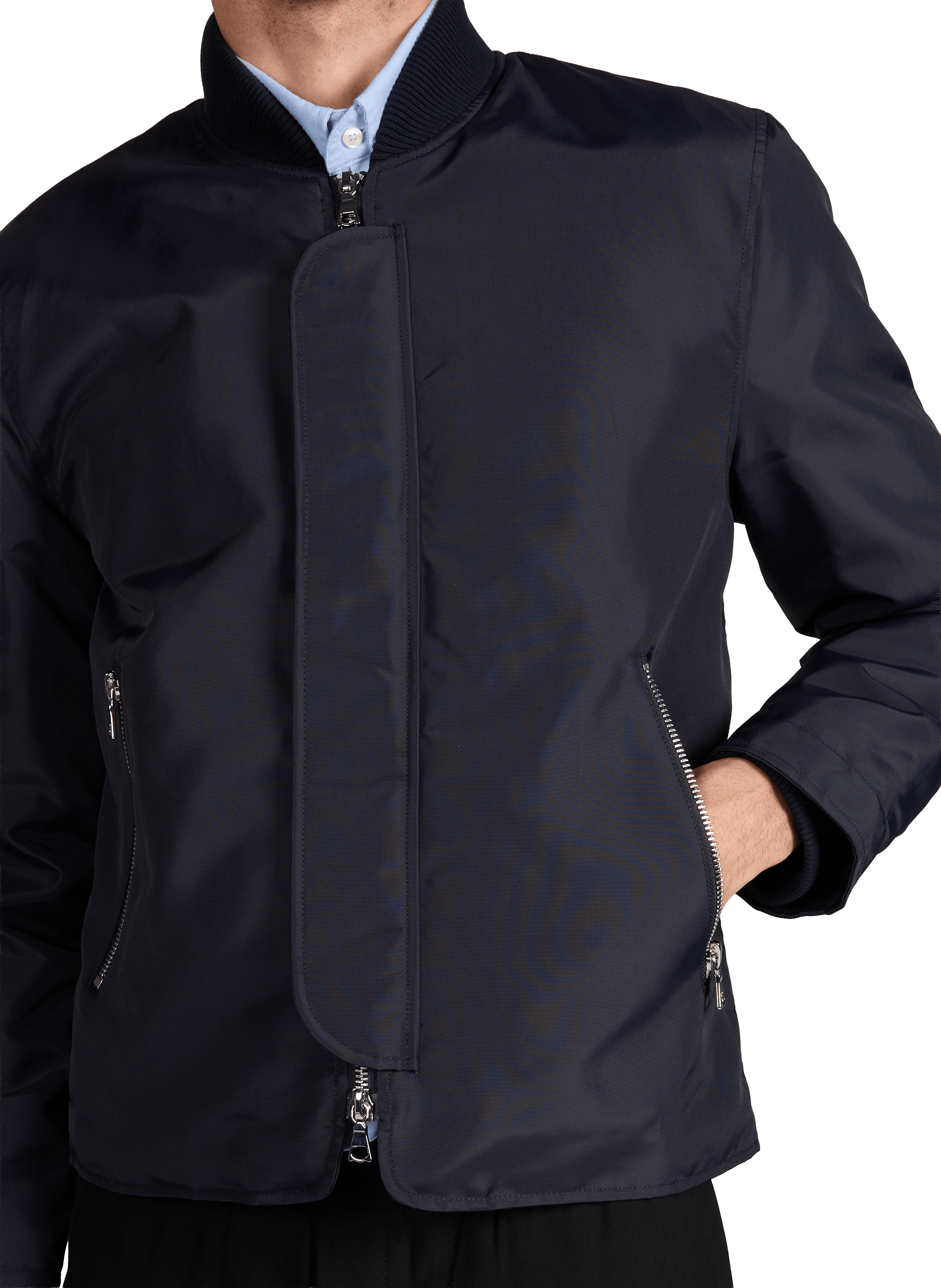 Solid Bomber Jacket with Ribbed Collar OFFICINE GENERALE Blue