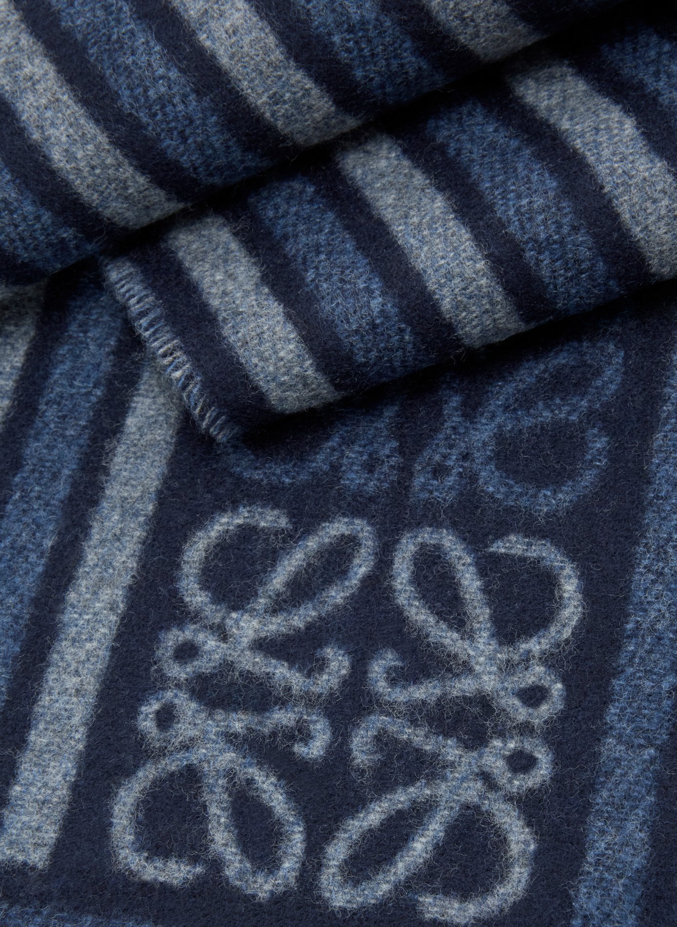 Echarpe imprimée en laine et cachemire LOEWE Bleu