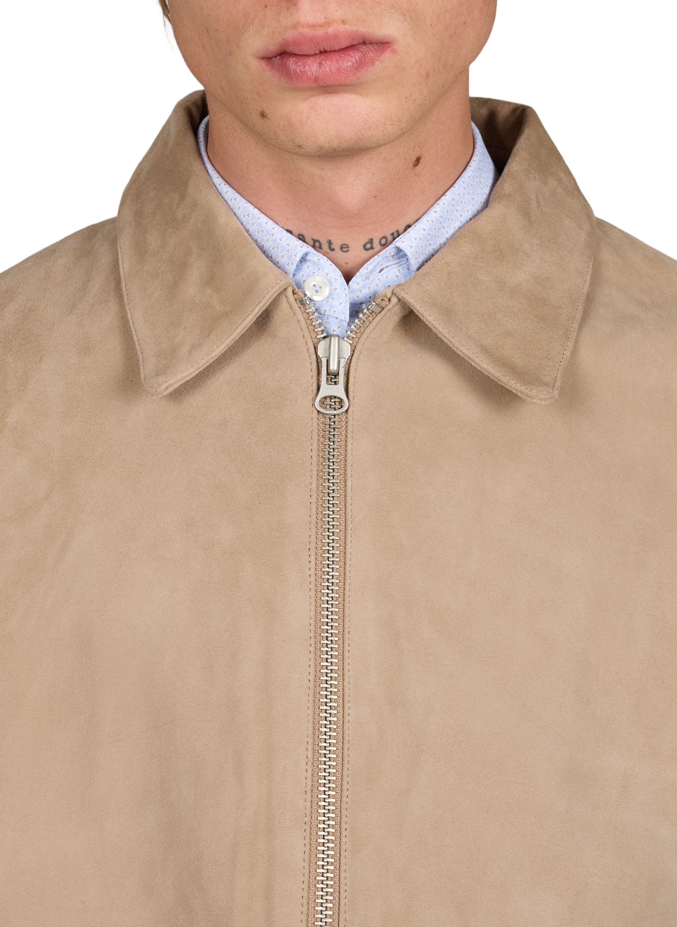 Suede jacket with classic collar ANNARR Beige
