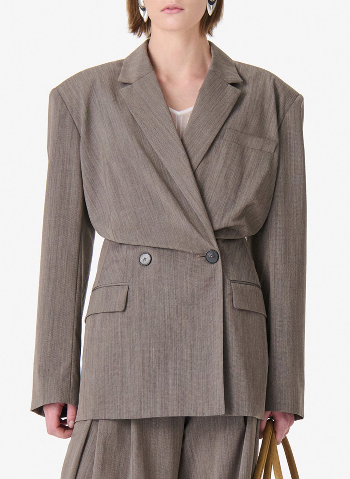 Veste de tailleur cintrée en laine mélangée sunrise IRO Marron