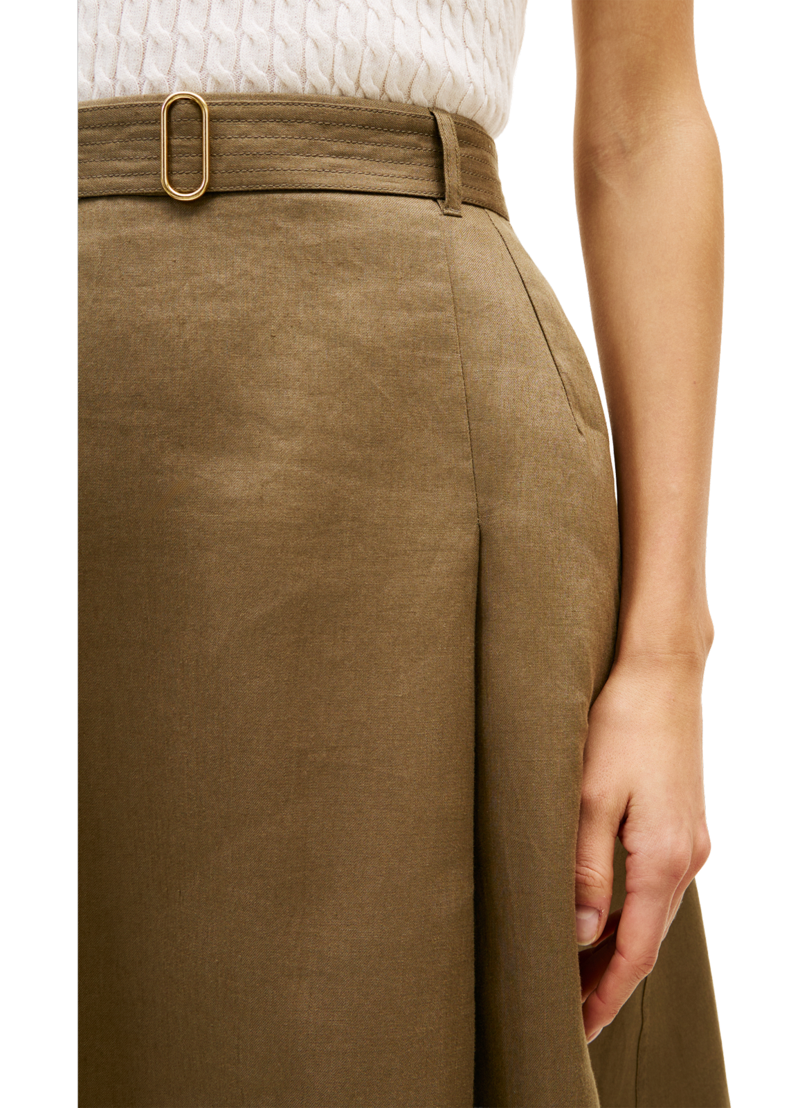 Jupe midi évasée en lin TOMMY HILFIGER Vert