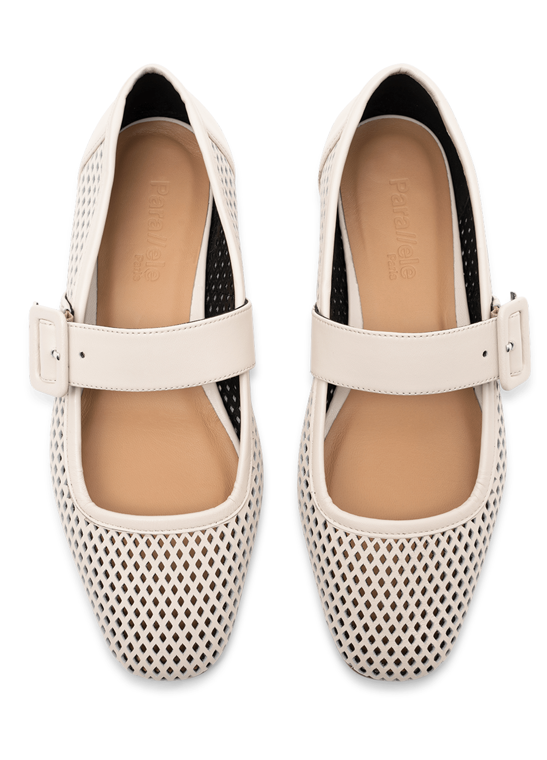 Ballerines moka en nappa perfo PARALLELE Blanc
