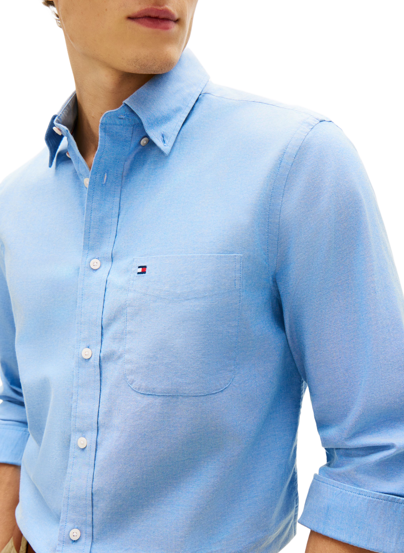 Lightweight slim-fit shirt in blended cotton TOMMY HILFIGER Blue