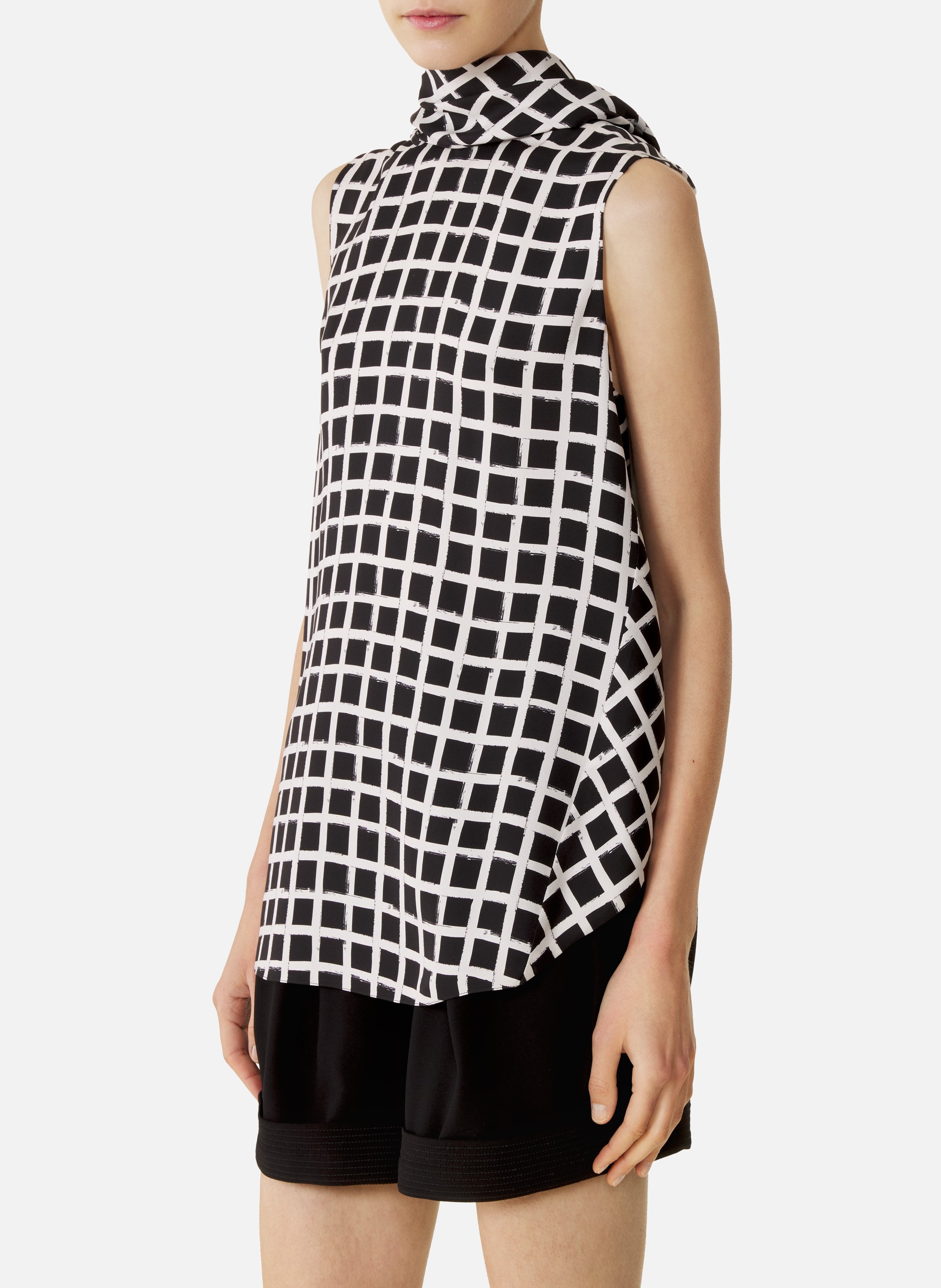 Haut sans manches en soie imprimée LANVIN Blanc