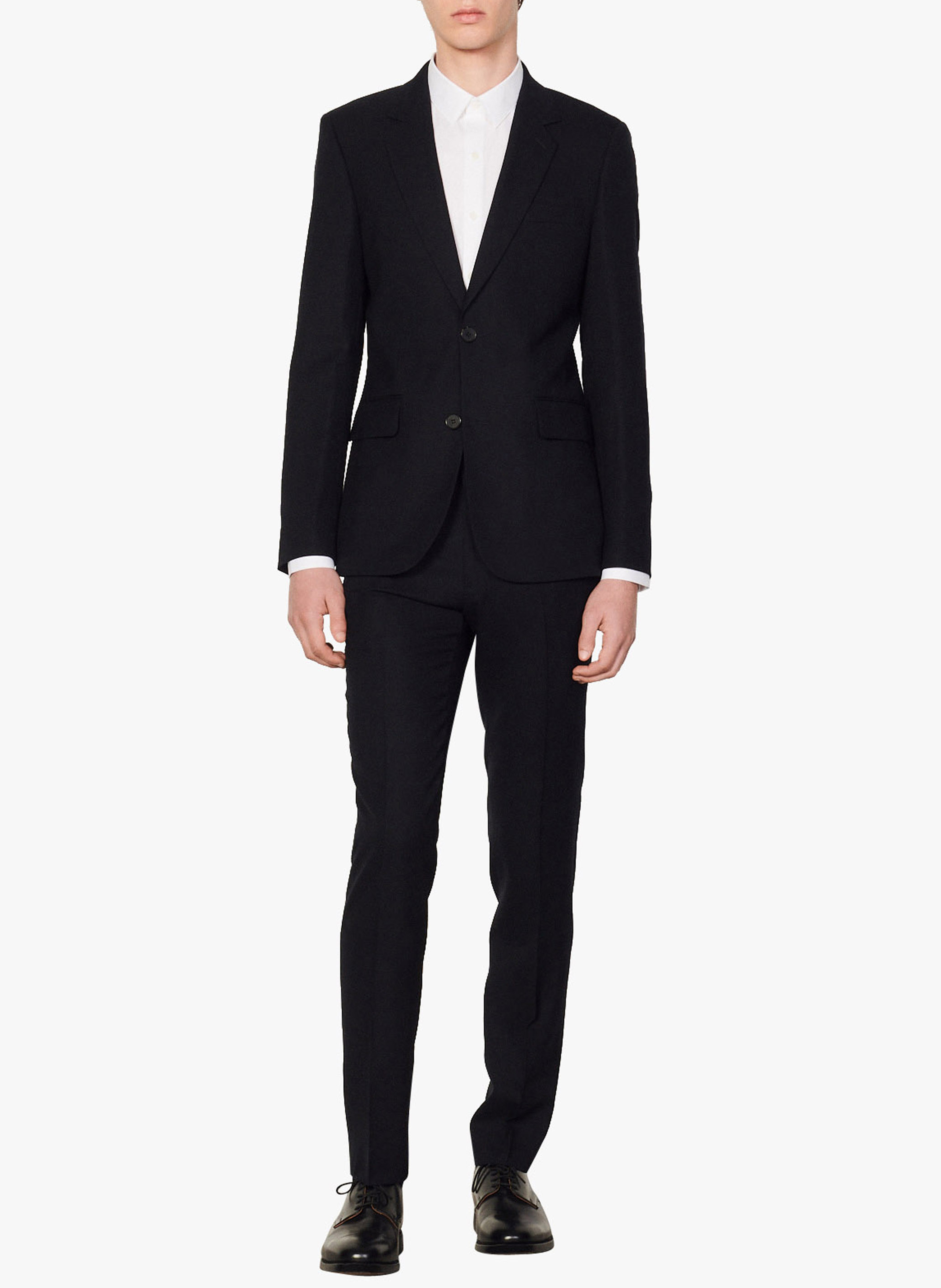 Veste col tailleur en laine SANDRO Bleu
