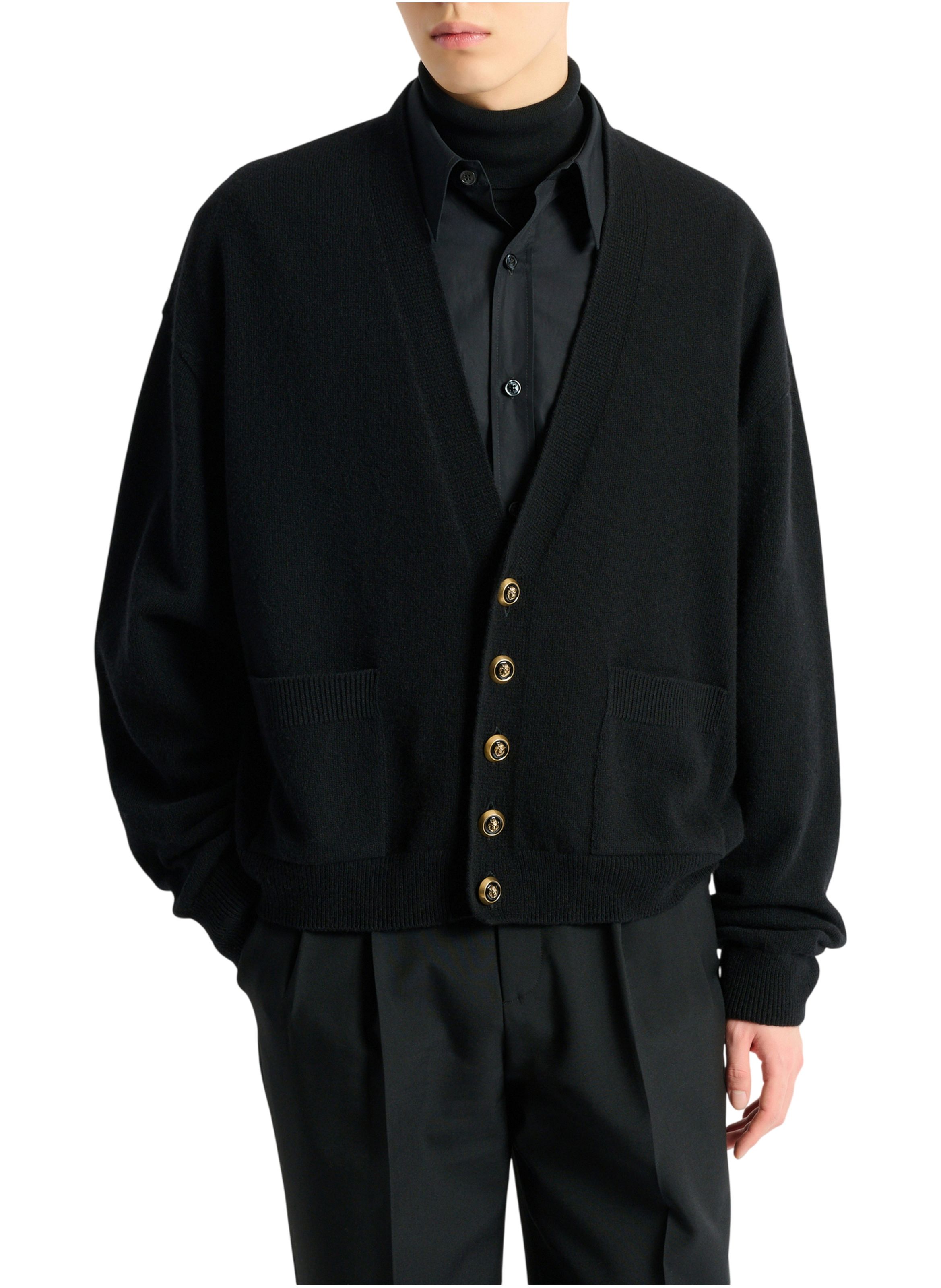 Cardigan en éco-cachemire BALMAIN Noir