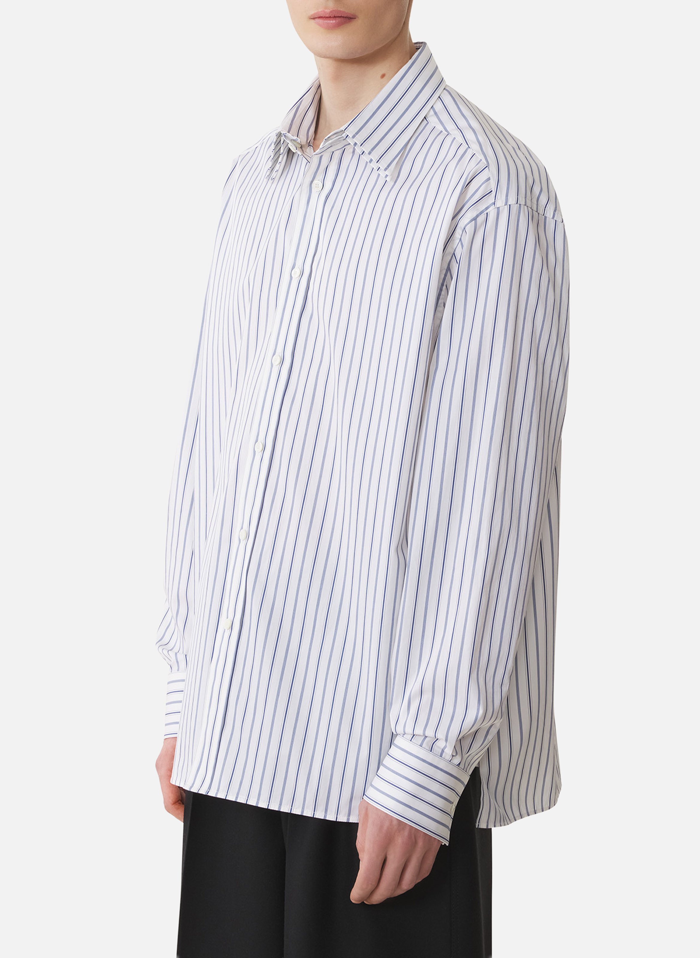 Chemise ample en popeline de coton à rayures LANVIN Blanc