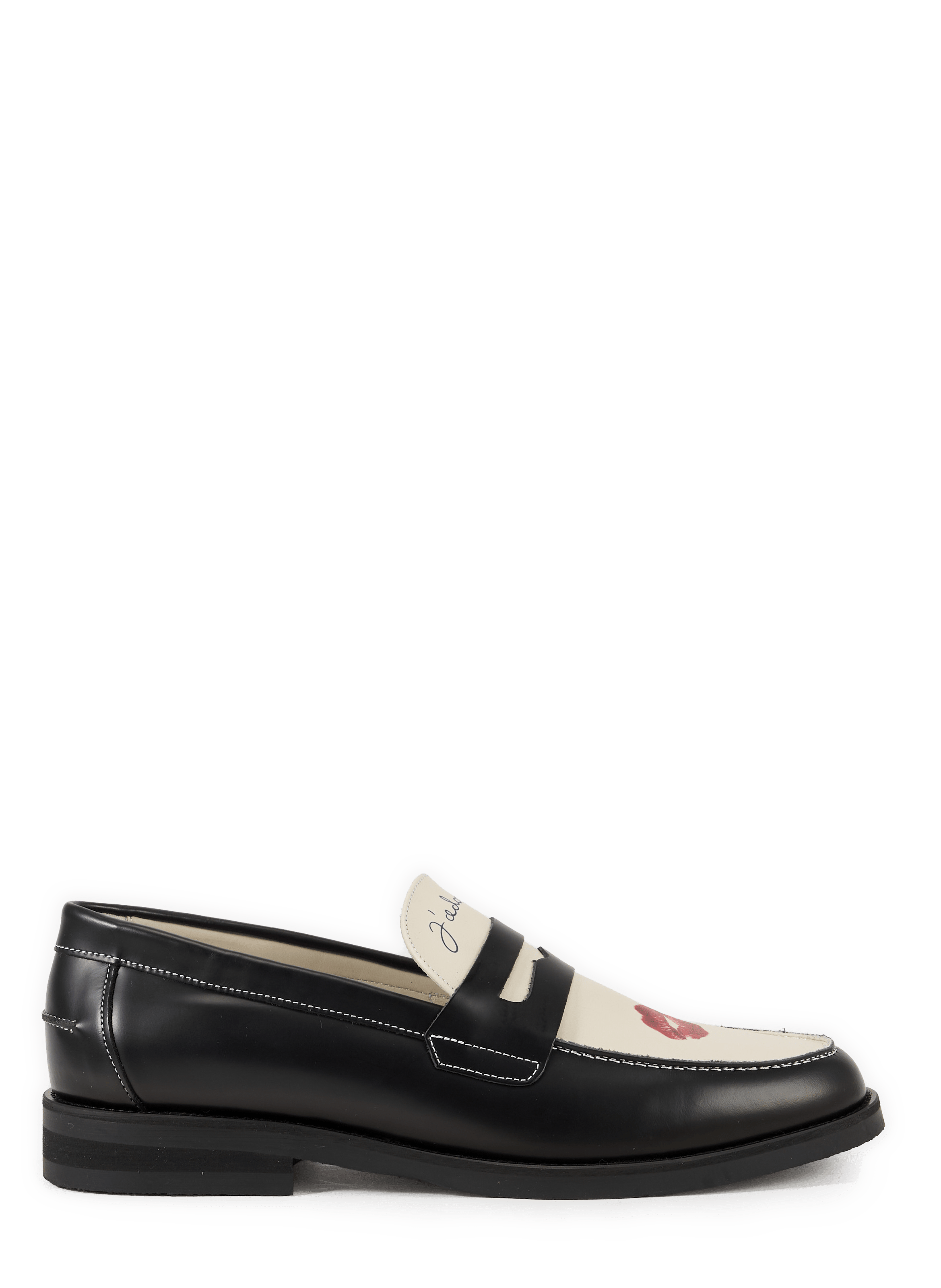 Moccasins with contrasting tongue and kiss print in leather DUKE + DEXTER Multicolour